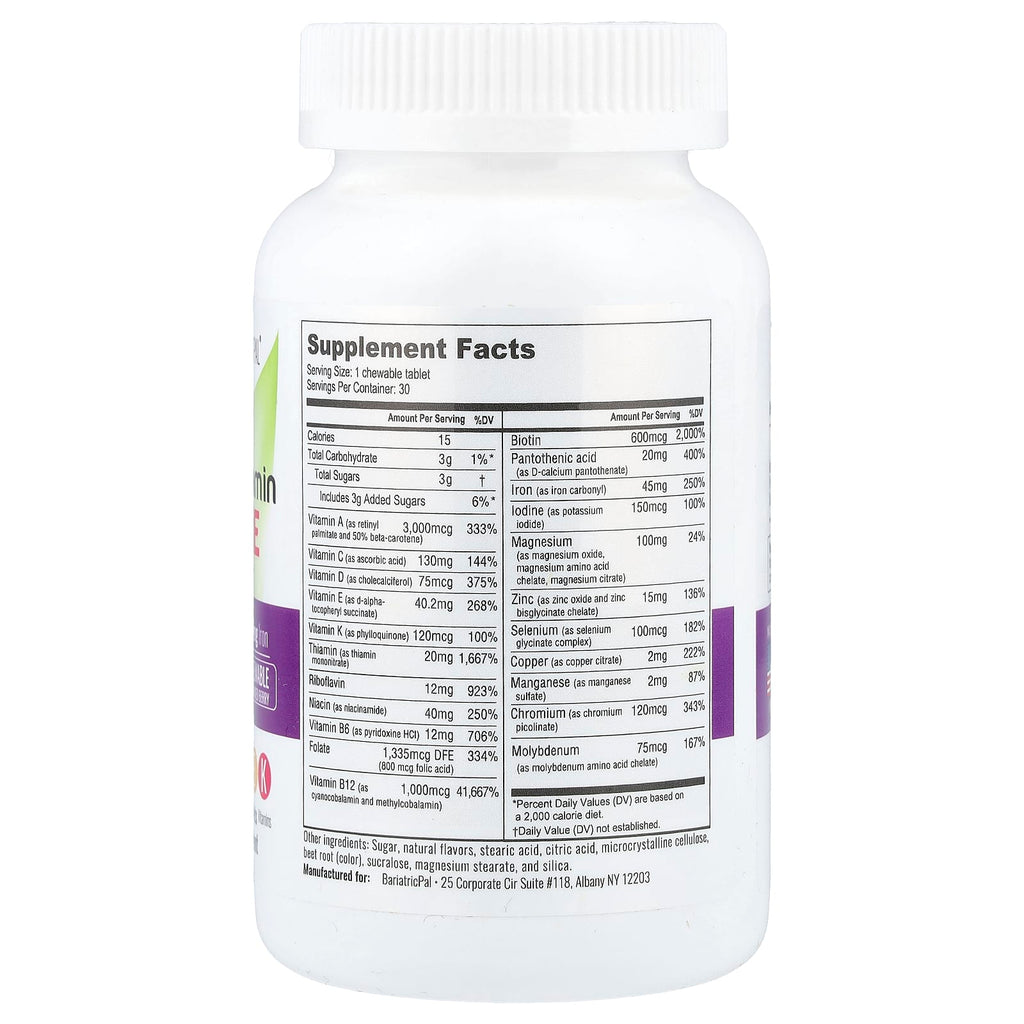 BariatricPal, Multivitamin One, Mixed Berry, 30 Chewable Tablets