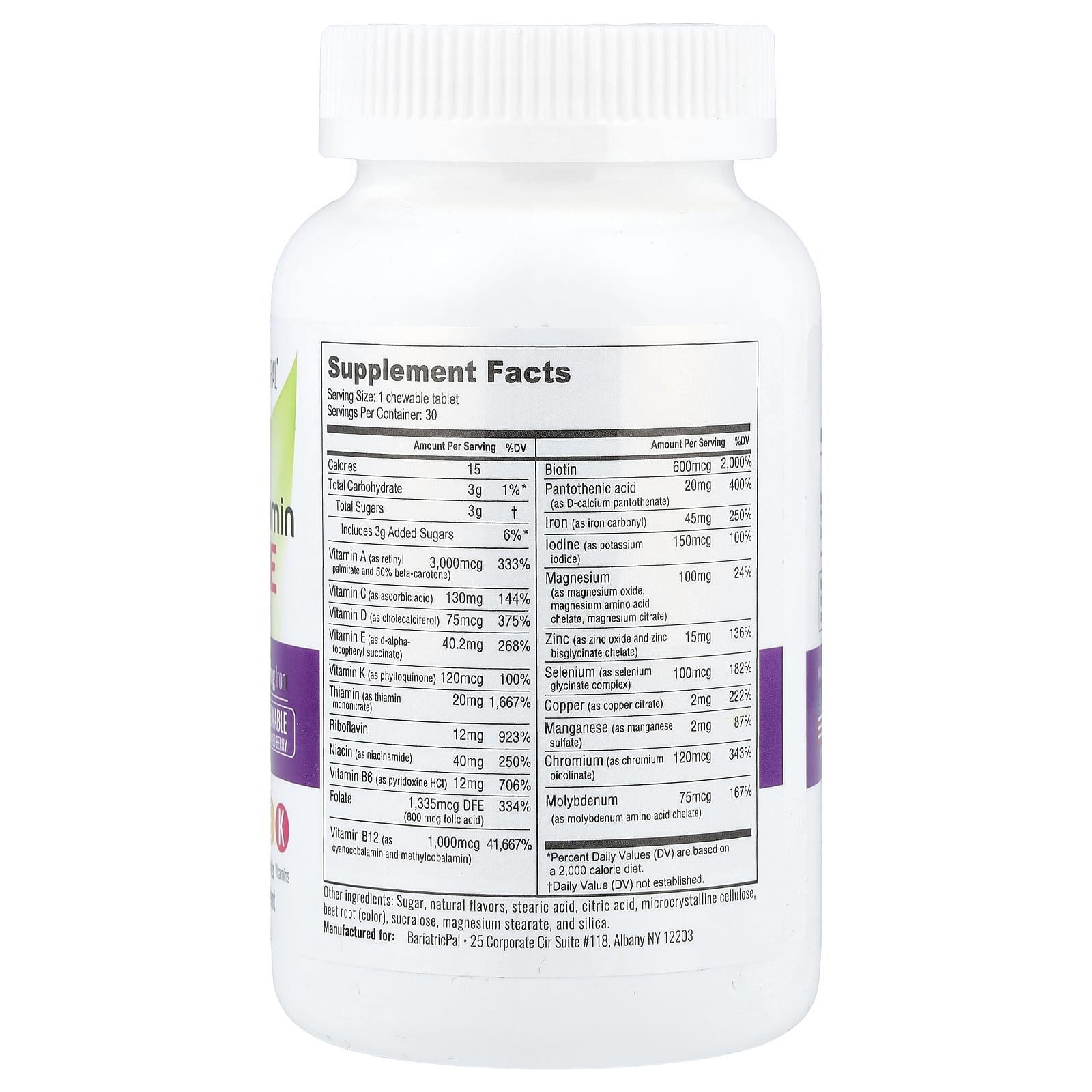 BariatricPal, Multivitamin One, Mixed Berry, 30 Chewable Tablets