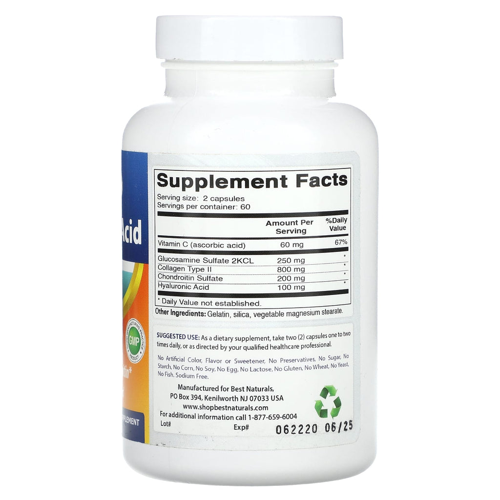 Best Naturals, Hyaluronic Acid with Glucosamine & Chondroitin, 120 Capsules