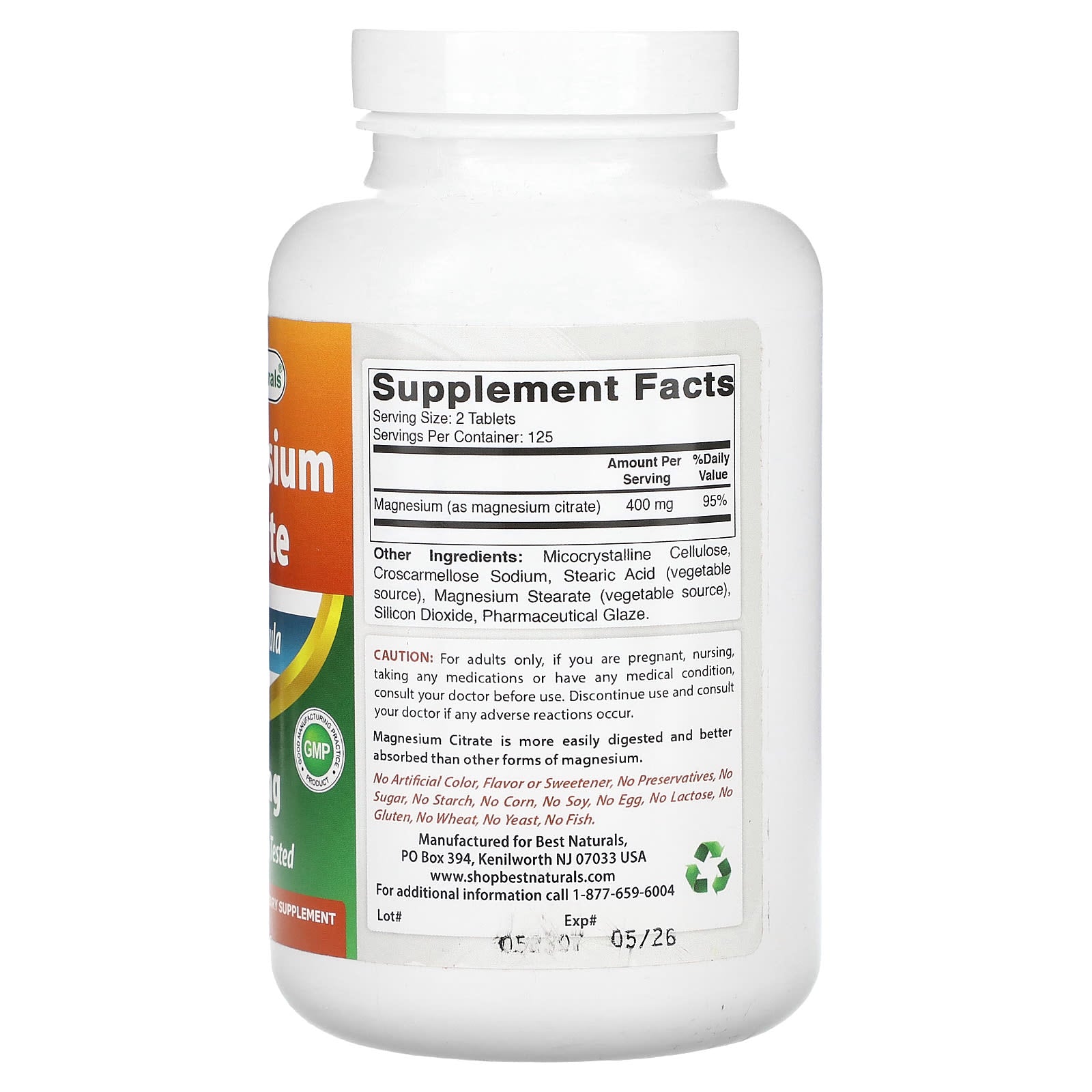 Best Naturals, Magnesium Citrate, 250 Tablets (200 mg per Tablet)