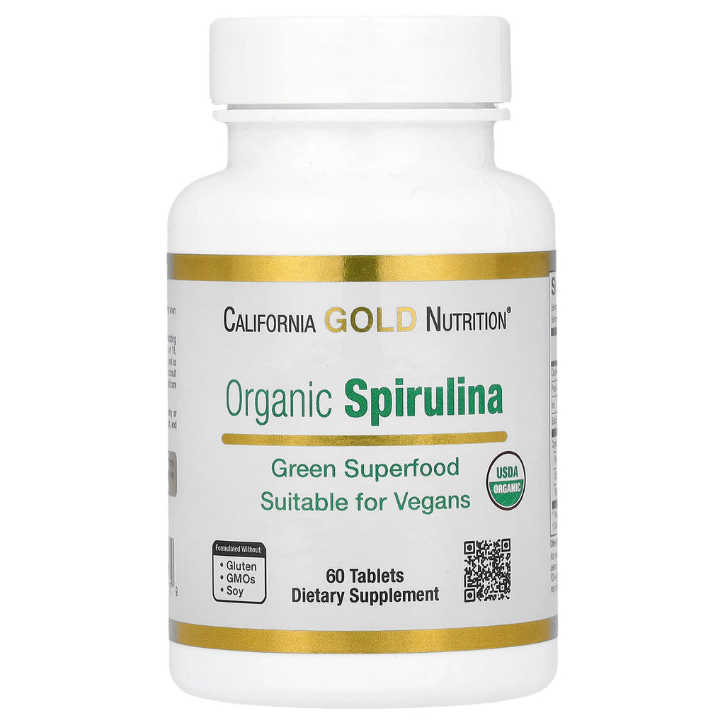 California Gold Nutrition, Organic Spirulina with Phycocyanin, and Chlorophyll, 60 Tablets (500 mg per Tablet)