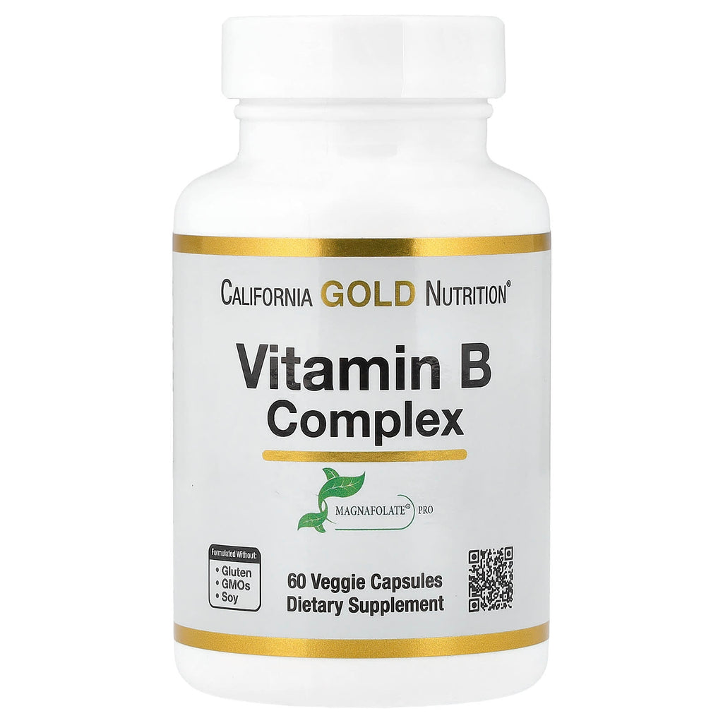 California Gold Nutrition, Vitamin B Complex with Folate, Biotin, Pantothenic Acid, and Vitamin B6, 60 Veggie Capsules