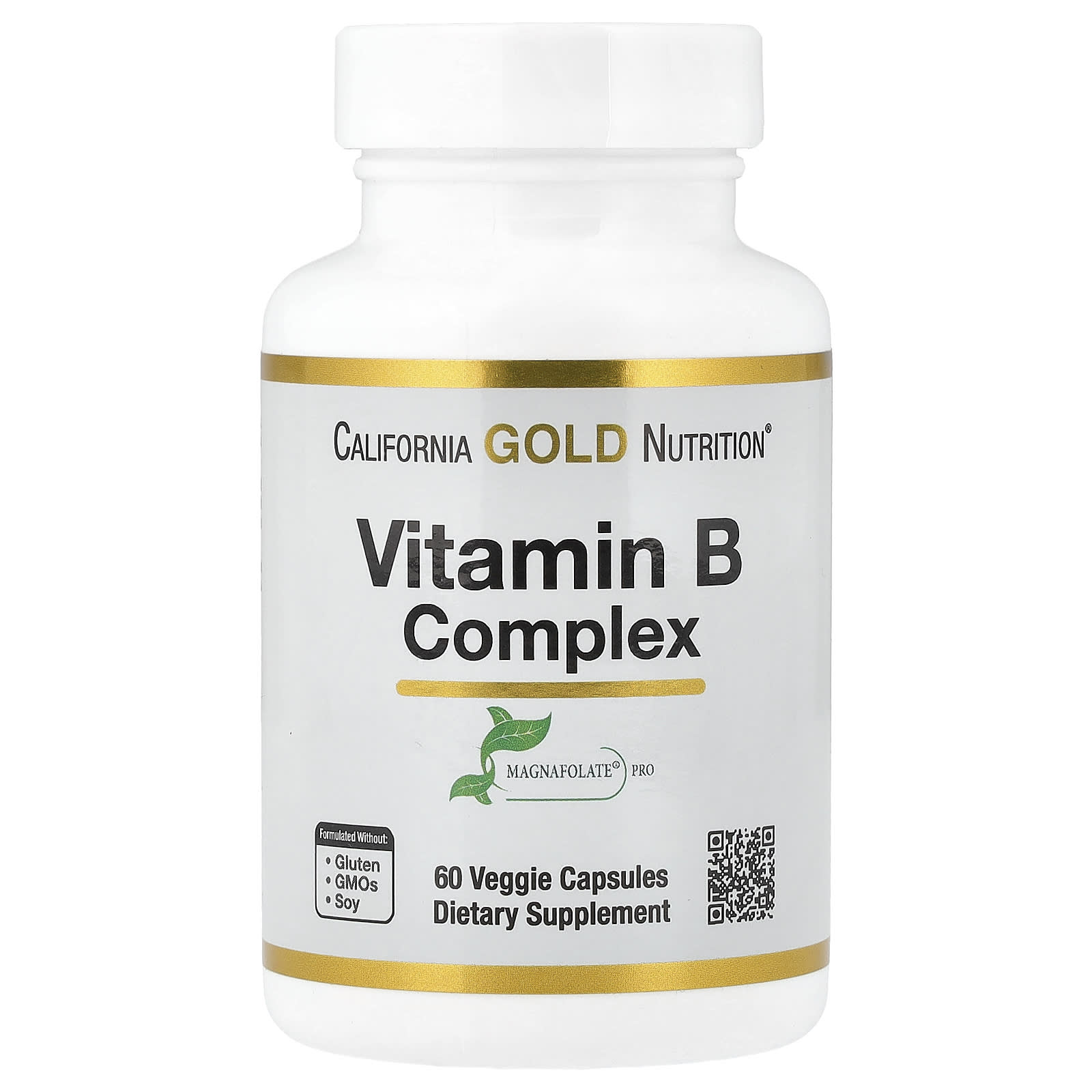 California Gold Nutrition, Vitamin B Complex with Folate, Biotin, Pantothenic Acid, and Vitamin B6, 60 Veggie Capsules