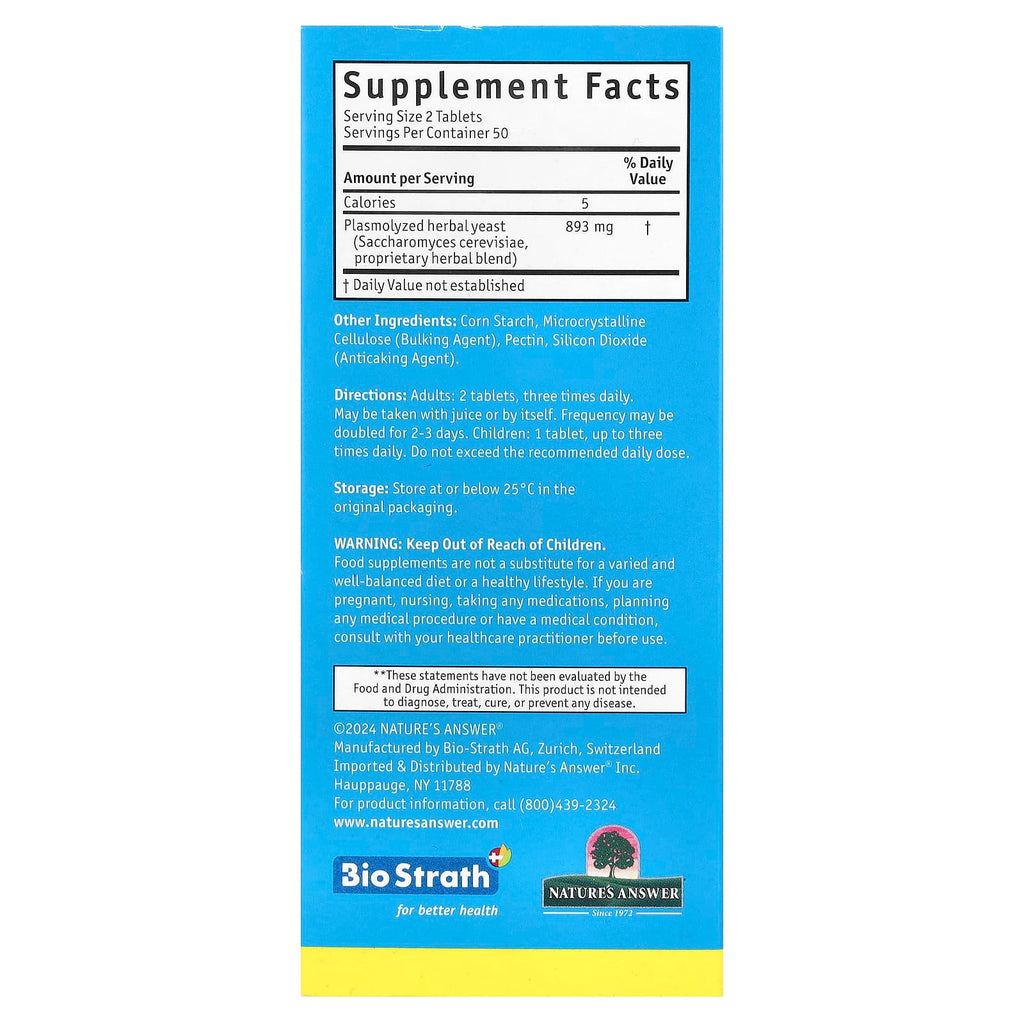 Bio-Strath, Fermented Herbal Yeast Postbiotic, 100 Tablets