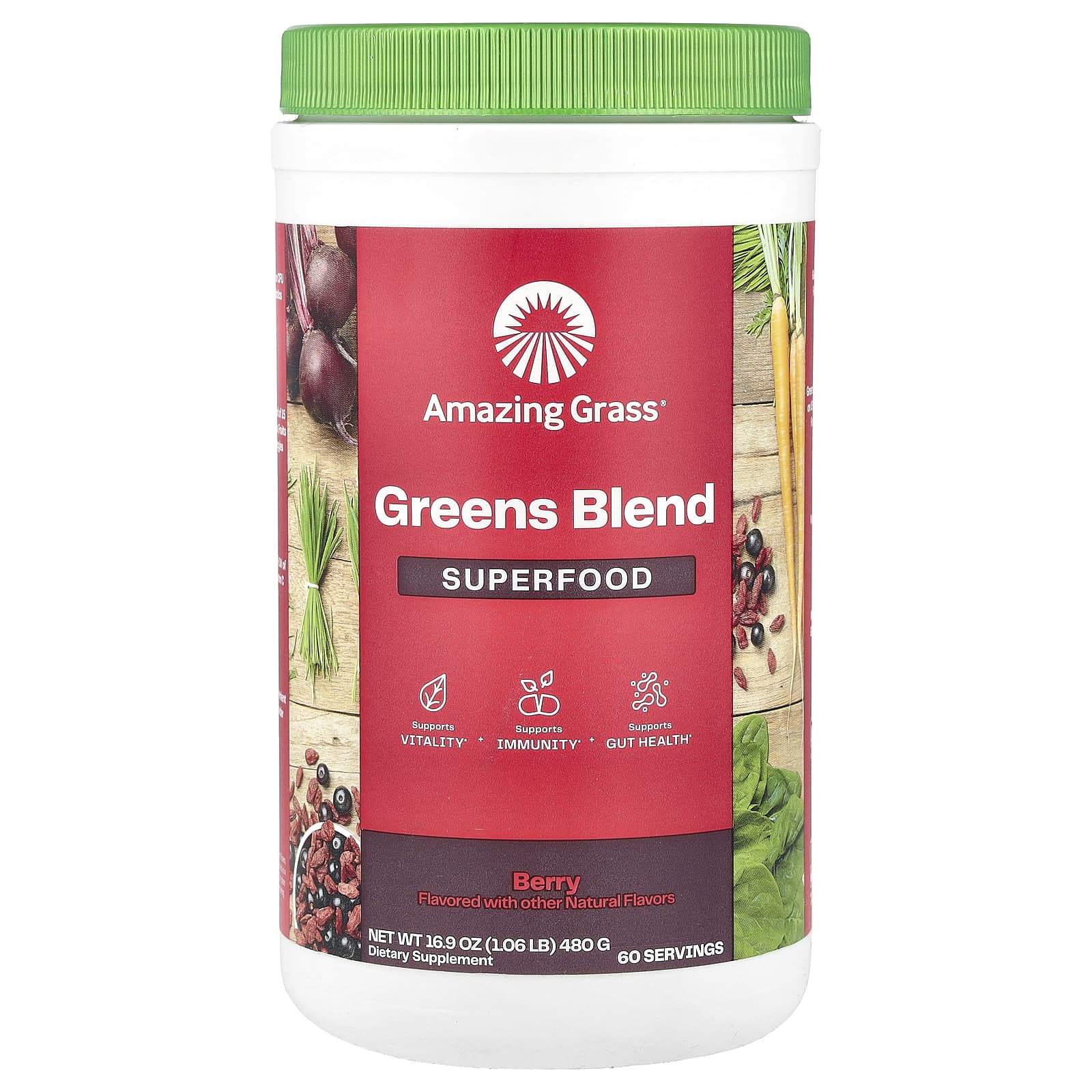 Amazing Grass, Greens Blend Superfood, Berry, 16.9 oz (480 g)