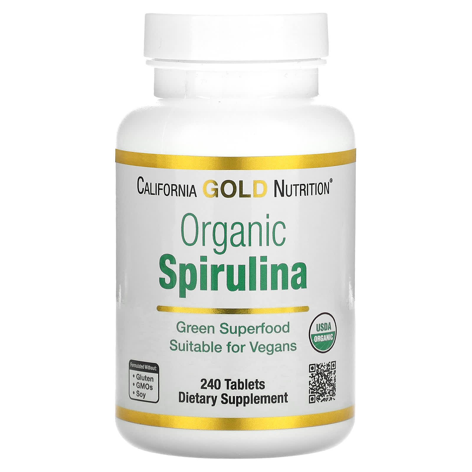 California Gold Nutrition, Organic Spirulina, 240 Tablets (500 mg per Tablet)
