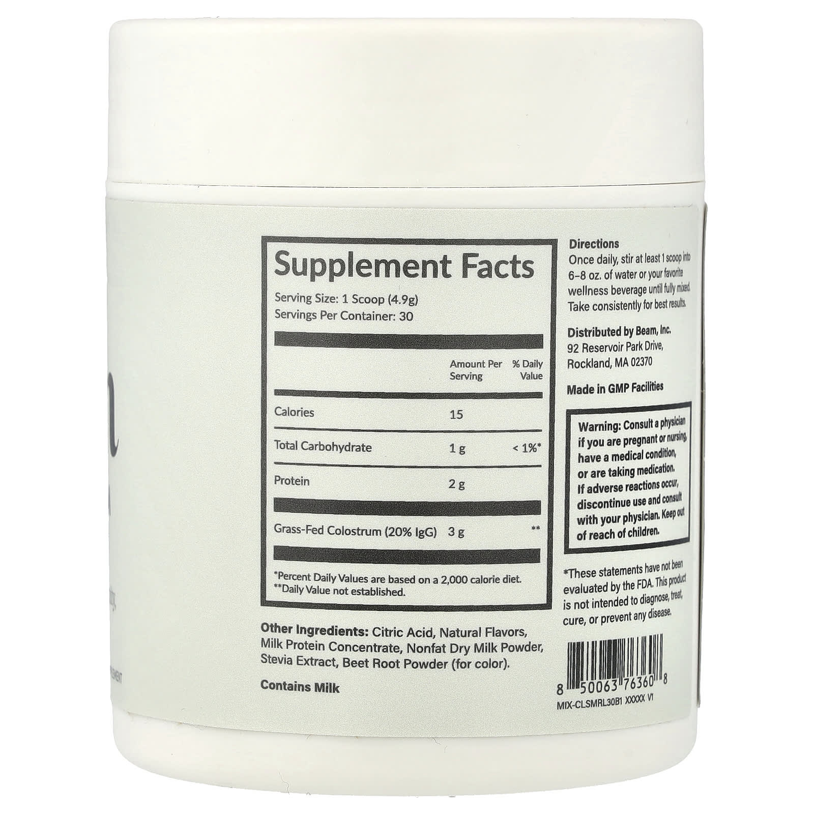 Beam, Colostrum, Raspberry Lemon, 5.18 oz (147 g)