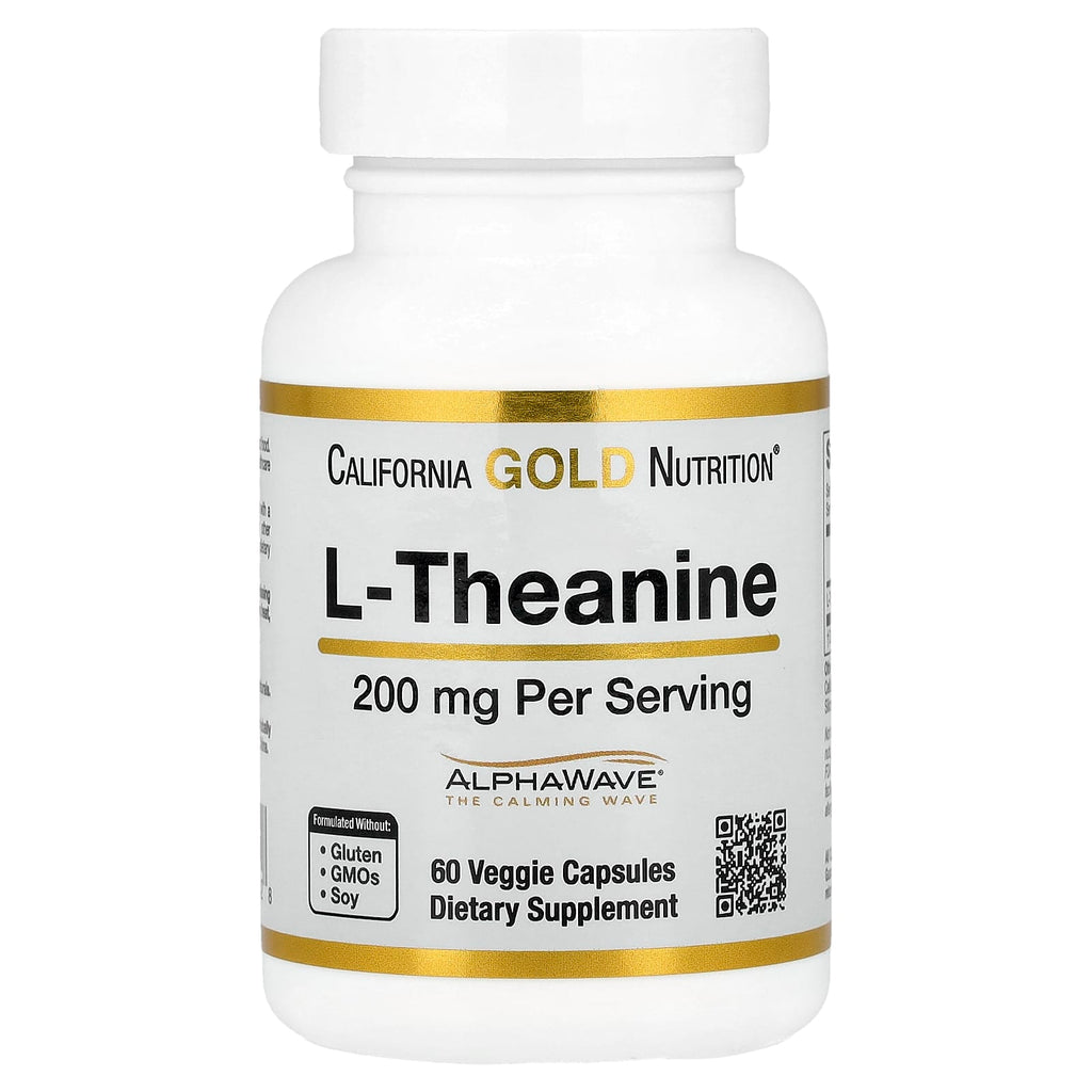 California Gold Nutrition, L-Theanine, Featuring AlphaWave®, 200 mg, 60 Veggie Capsules
