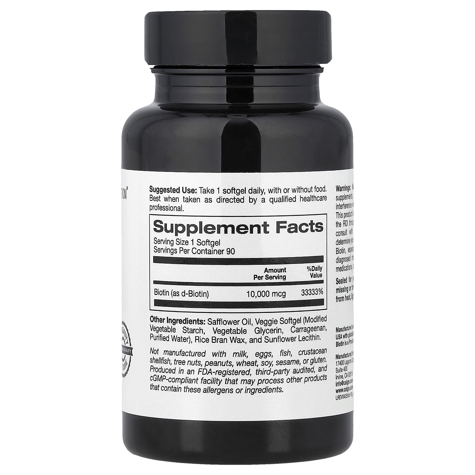 California Gold Nutrition, Biotin, 10,000 mcg, 90 Veggie Softgels