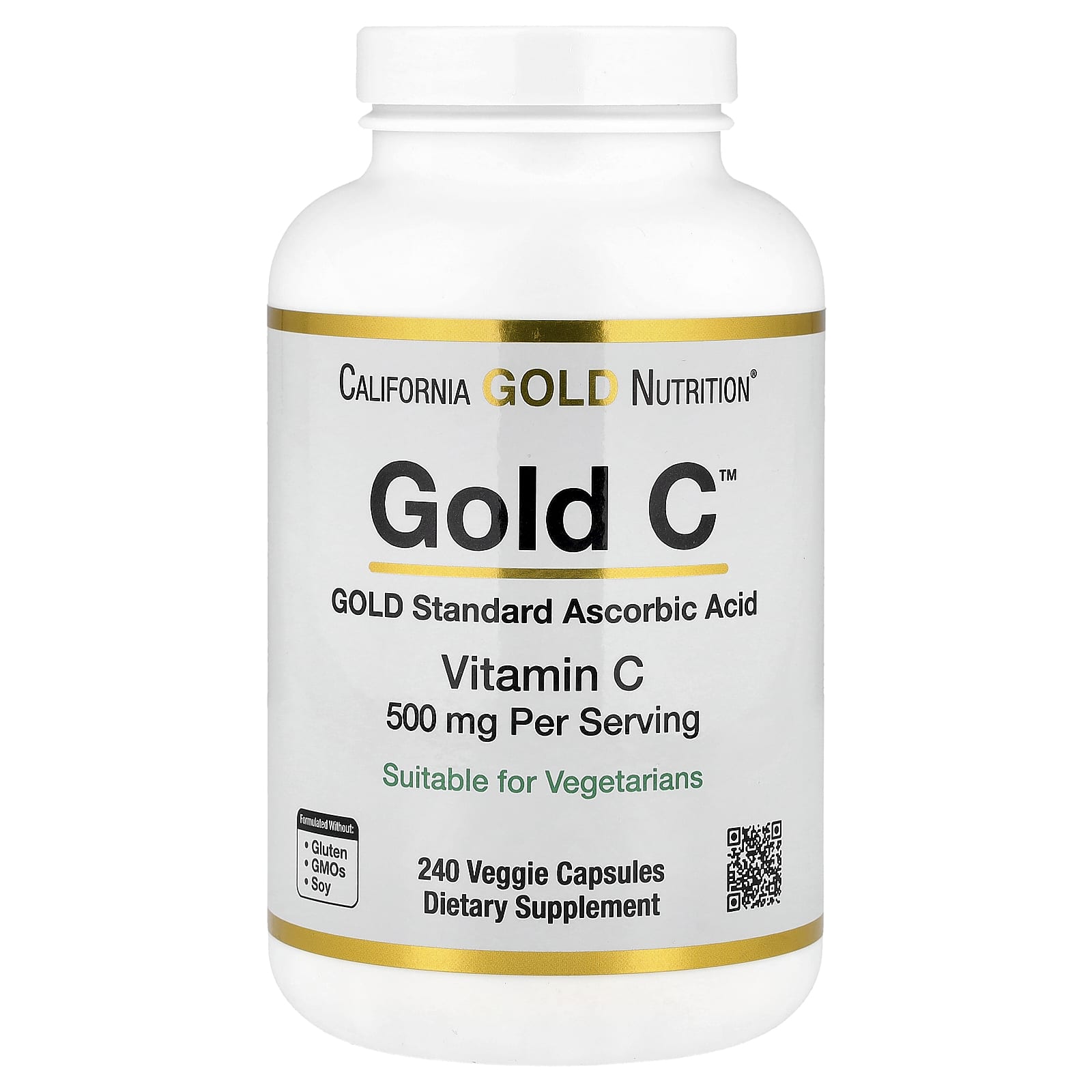 California Gold Nutrition, Gold C™, USP Grade Vitamin C, 500 mg, 240 Veggie Capsules