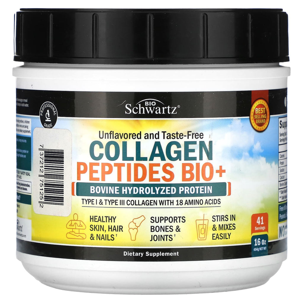 BioSchwartz, Collagen Peptides Bio+, Unflavored, 16 oz (454 g)