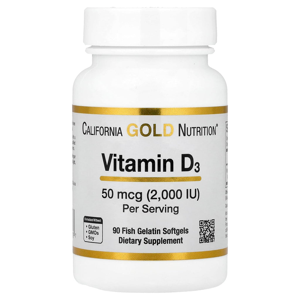California Gold Nutrition, Vitamin D3, 50 mcg (2,000 IU), 90 Fish Gelatin Softgels