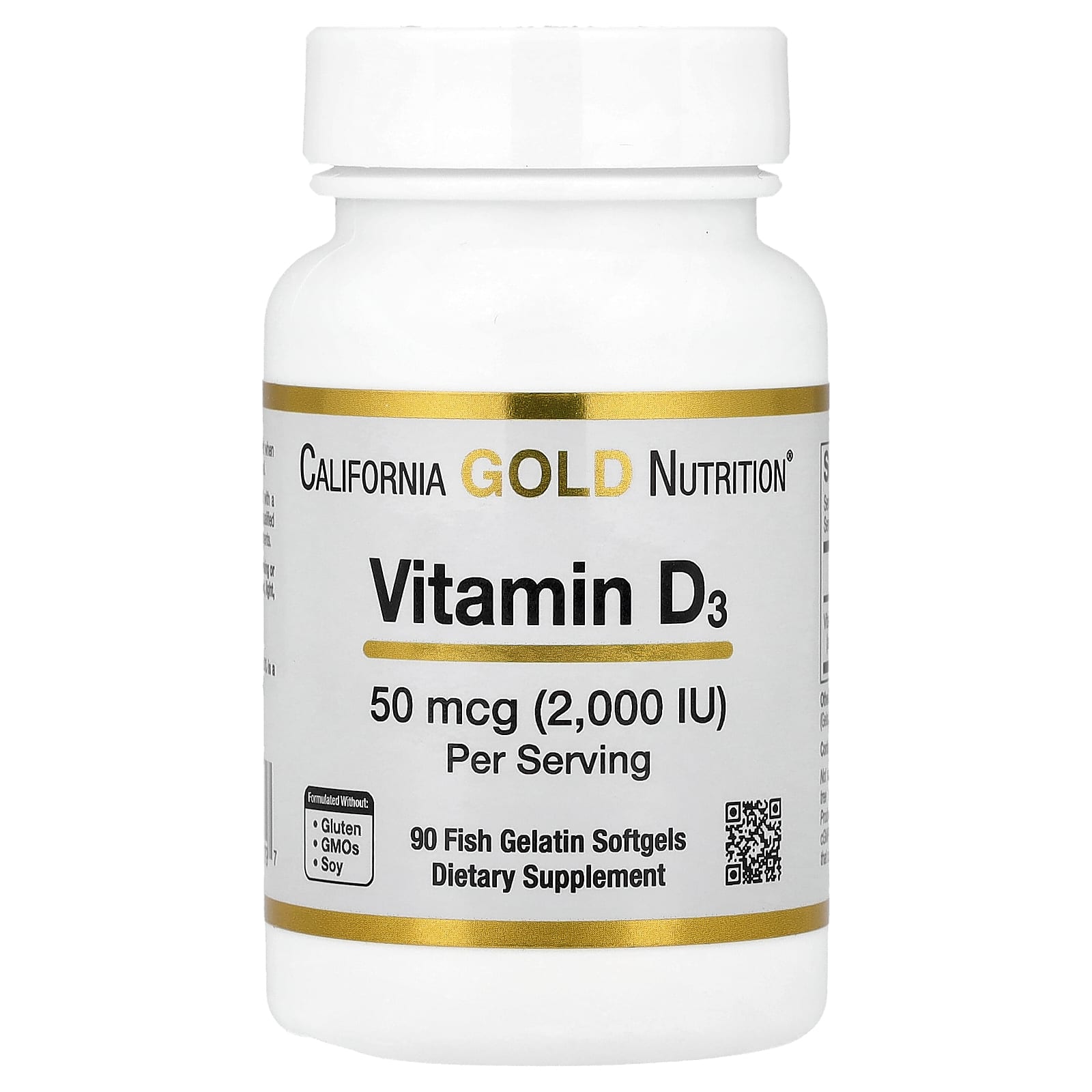 California Gold Nutrition, Vitamin D3, 50 mcg (2,000 IU), 90 Fish Gelatin Softgels