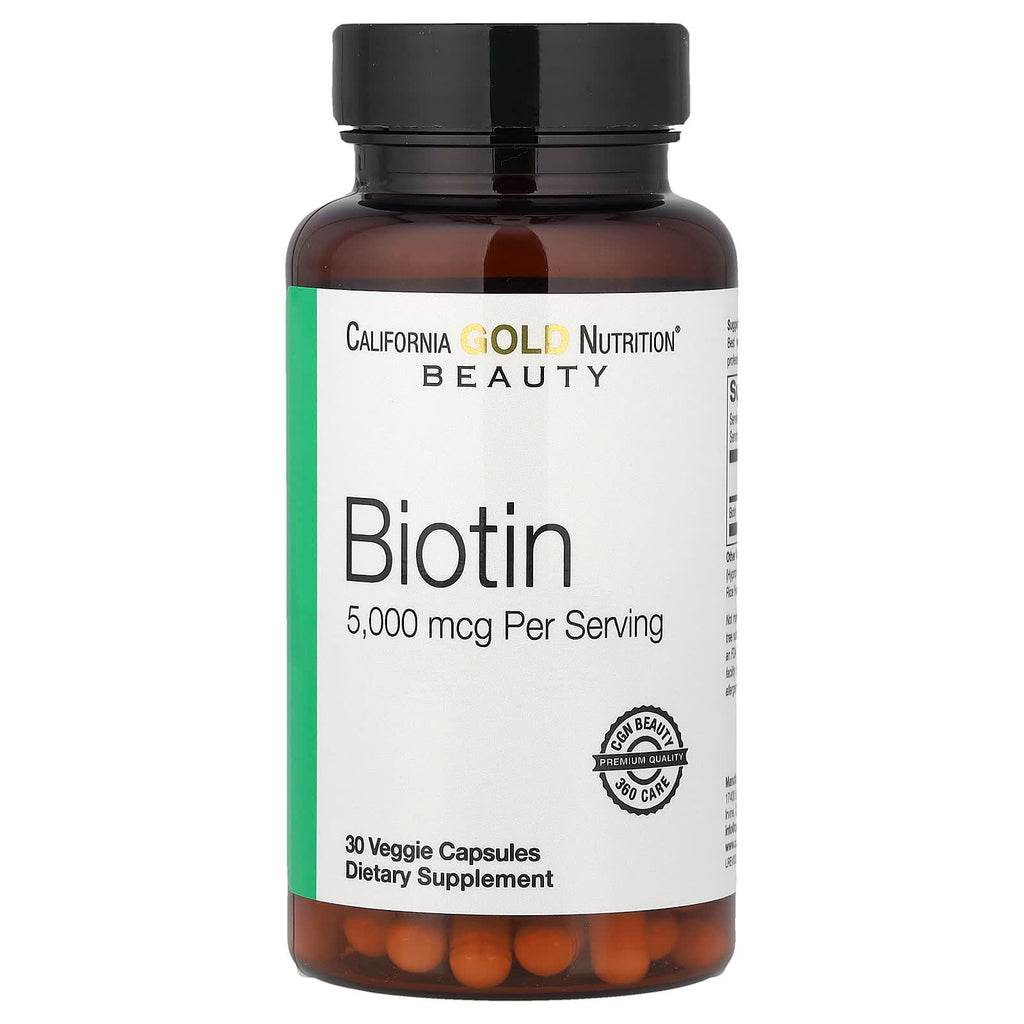 California Gold Nutrition, Biotin, 5,000 mcg, 30 Veggie Capsules