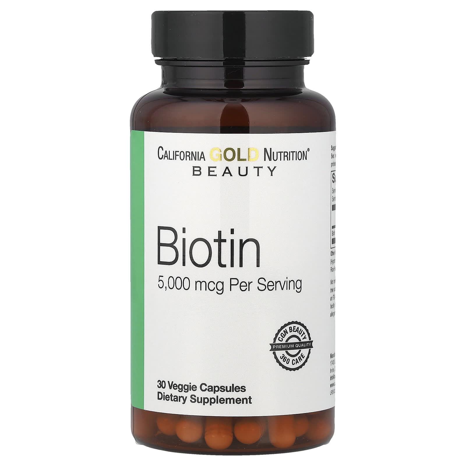 California Gold Nutrition, Biotin, 5,000 mcg, 30 Veggie Capsules