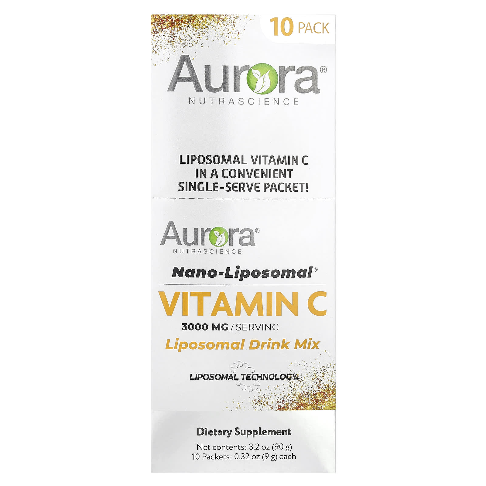 Aurora Nutrascience, Nano-Liposomal®, Vitamin C, Liposomal Drink Mix, 10 Packets, 0.32 oz (9 g) Each