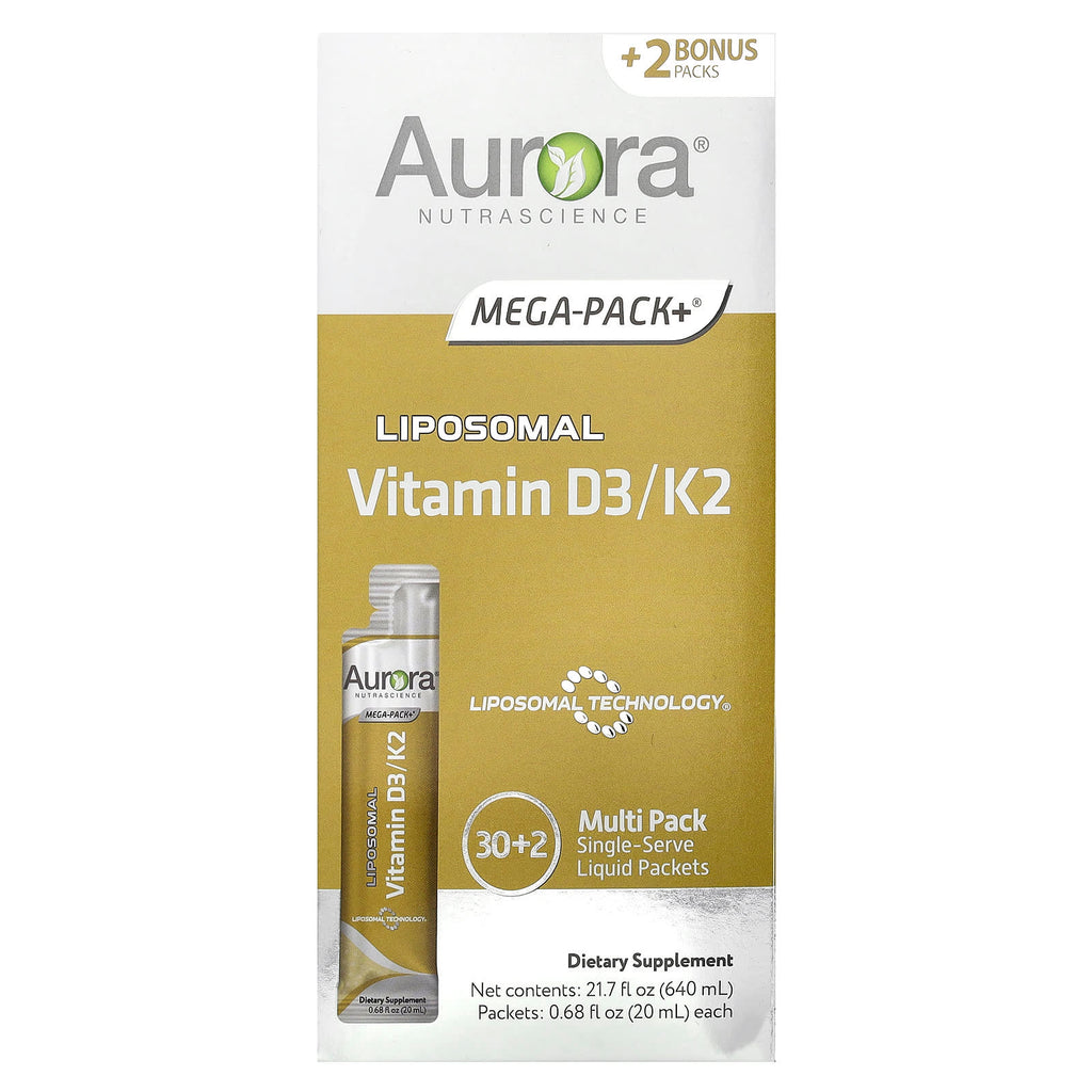 Aurora Nutrascience, Liposomal Vitamin D3/K2, 32 Packets, 0.68 fl oz (20 ml) Each