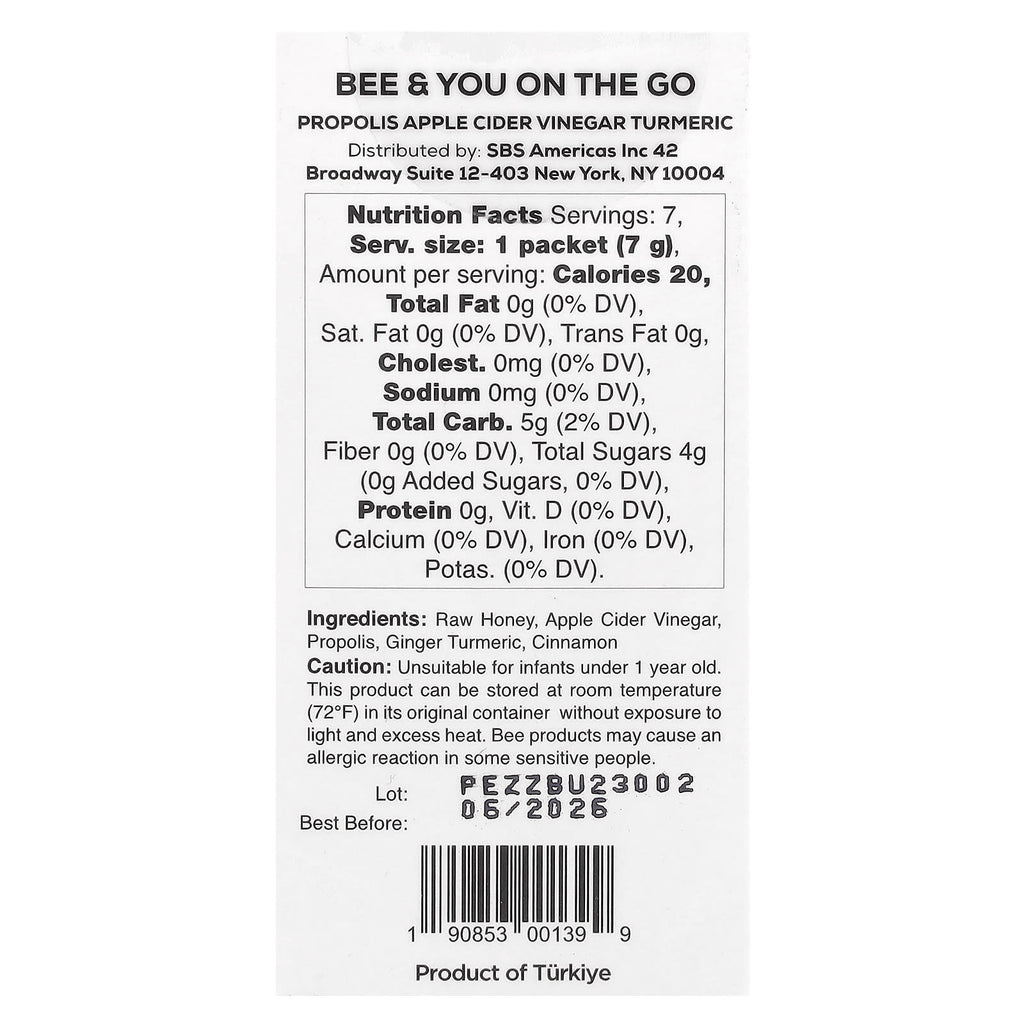 Bee & You, On The Go, Detox, 7 Packs, 0.25 oz (7 g) Each