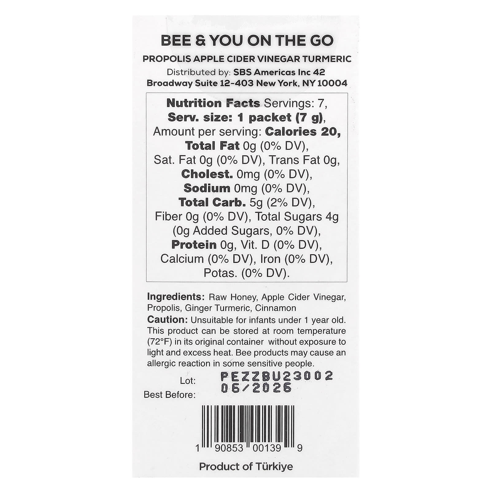 Bee & You, On The Go, Detox, 7 Packs, 0.25 oz (7 g) Each