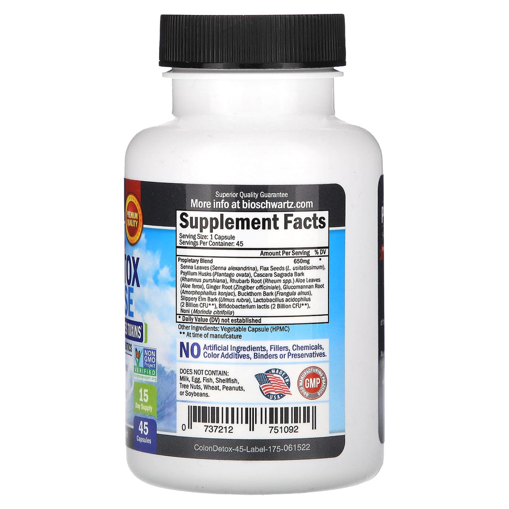 BioSchwartz, Advanced 15-Day Colon Detox & Cleanse, 45 Capsules