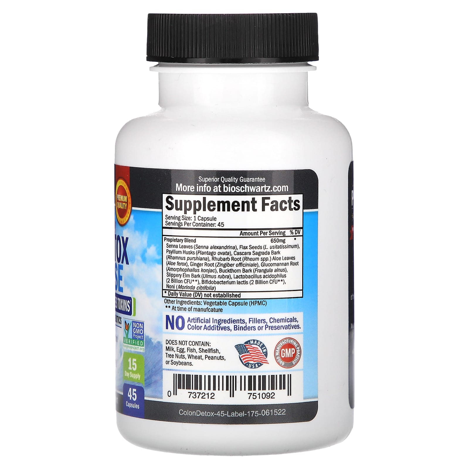 BioSchwartz, Advanced 15-Day Colon Detox & Cleanse, 45 Capsules