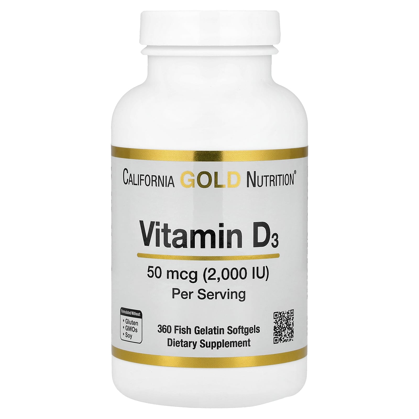California Gold Nutrition, Vitamin D3, 50 mcg (2,000 IU), 360 Fish Gelatin Softgels
