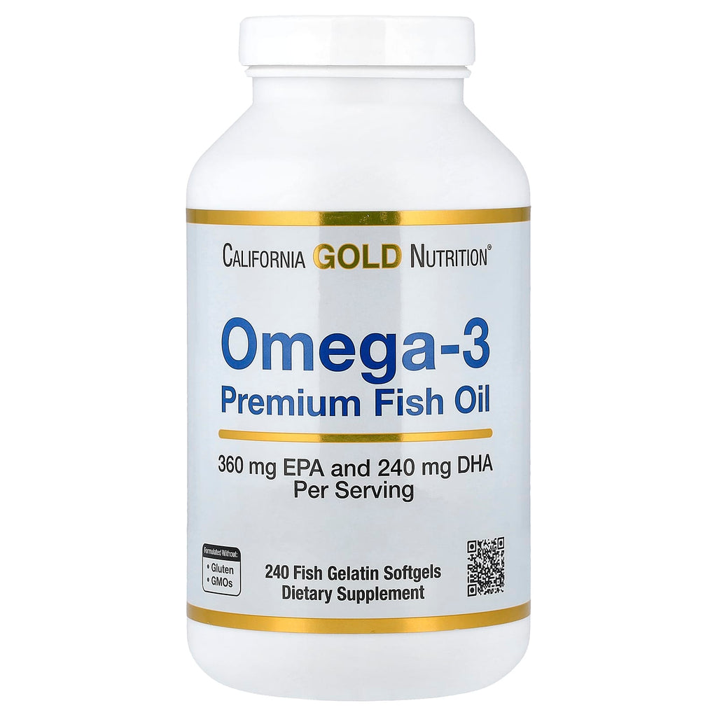 California Gold Nutrition, Omega-3, Premium Fish Oil, 240 Fish Gelatin Softgels