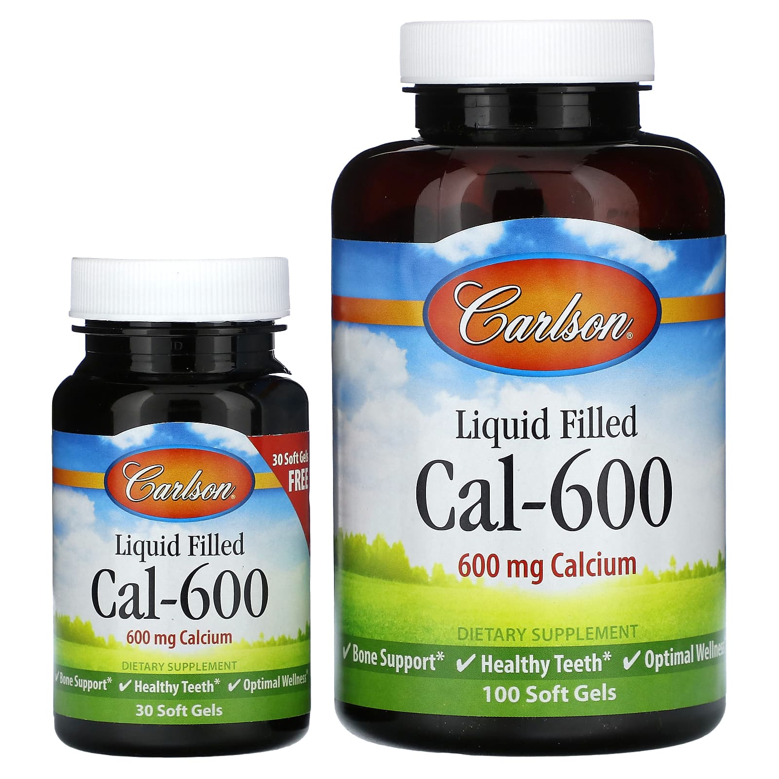 Carlson, Liquid Filled Cal-600, 600 mg, 100 + 30 Softgels