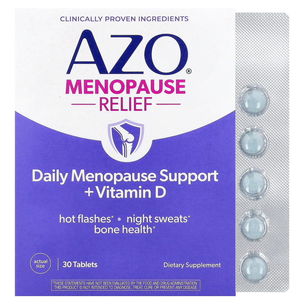 AZO, Menopause Relief, Daily Menopause Support + Vitamin D, 30 Tablets