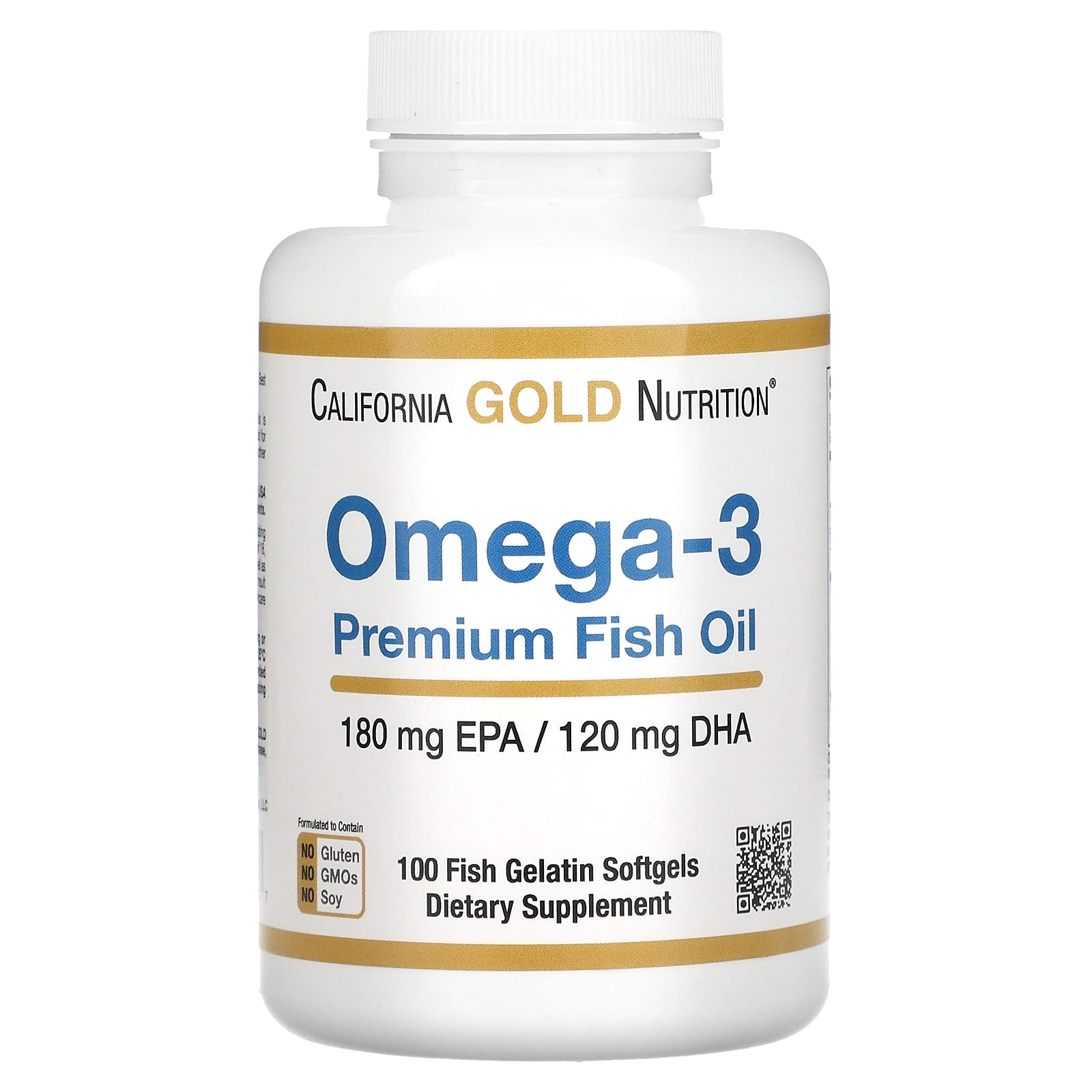 California Gold Nutrition, Omega-3 Premium Fish Oil, 100 Fish Gelatin Softgels (1,100 mg per Softgel)