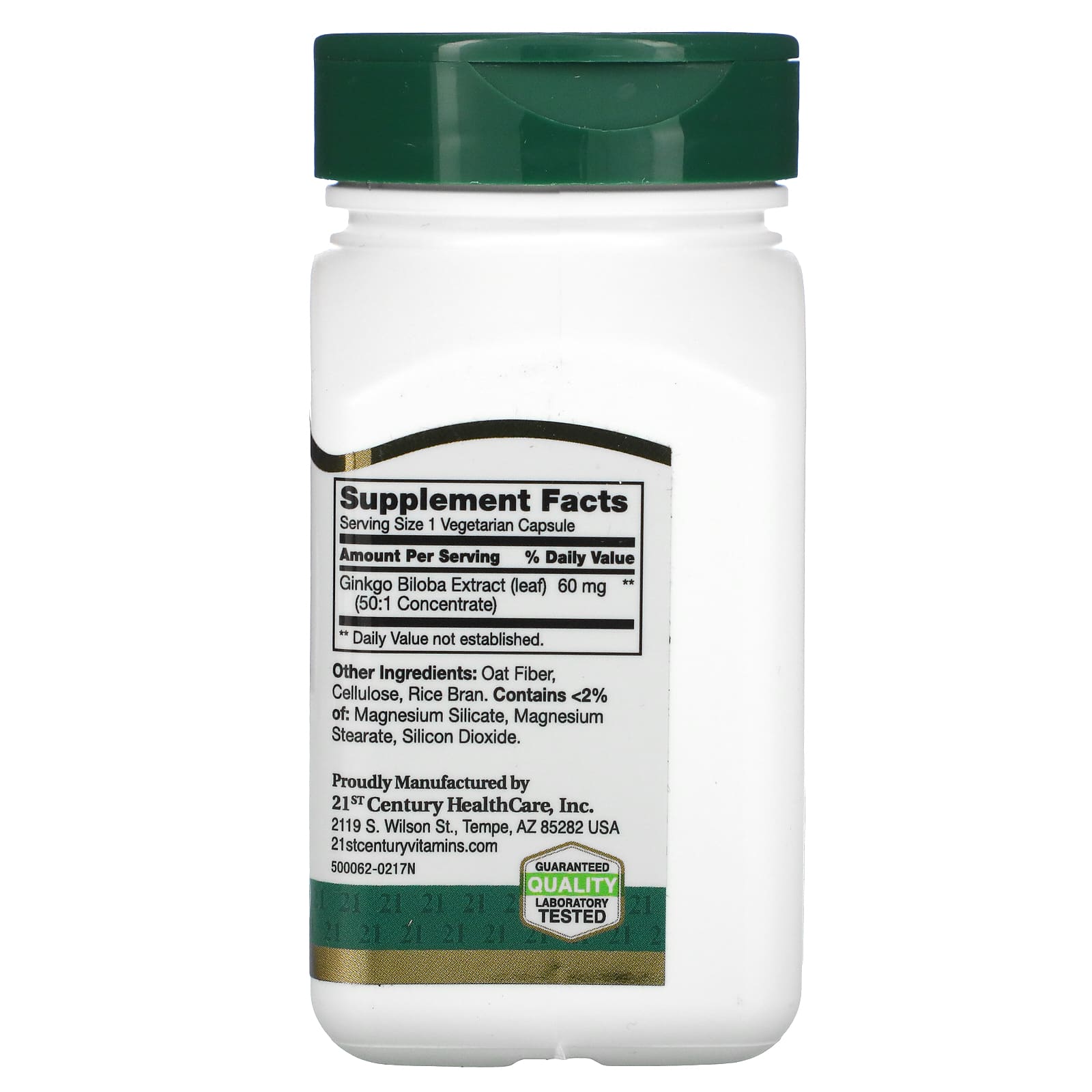 21st Century, Ginkgo Biloba Extract, Standardized, 60 Vegetarian Capsules (60 mg per Capsule)