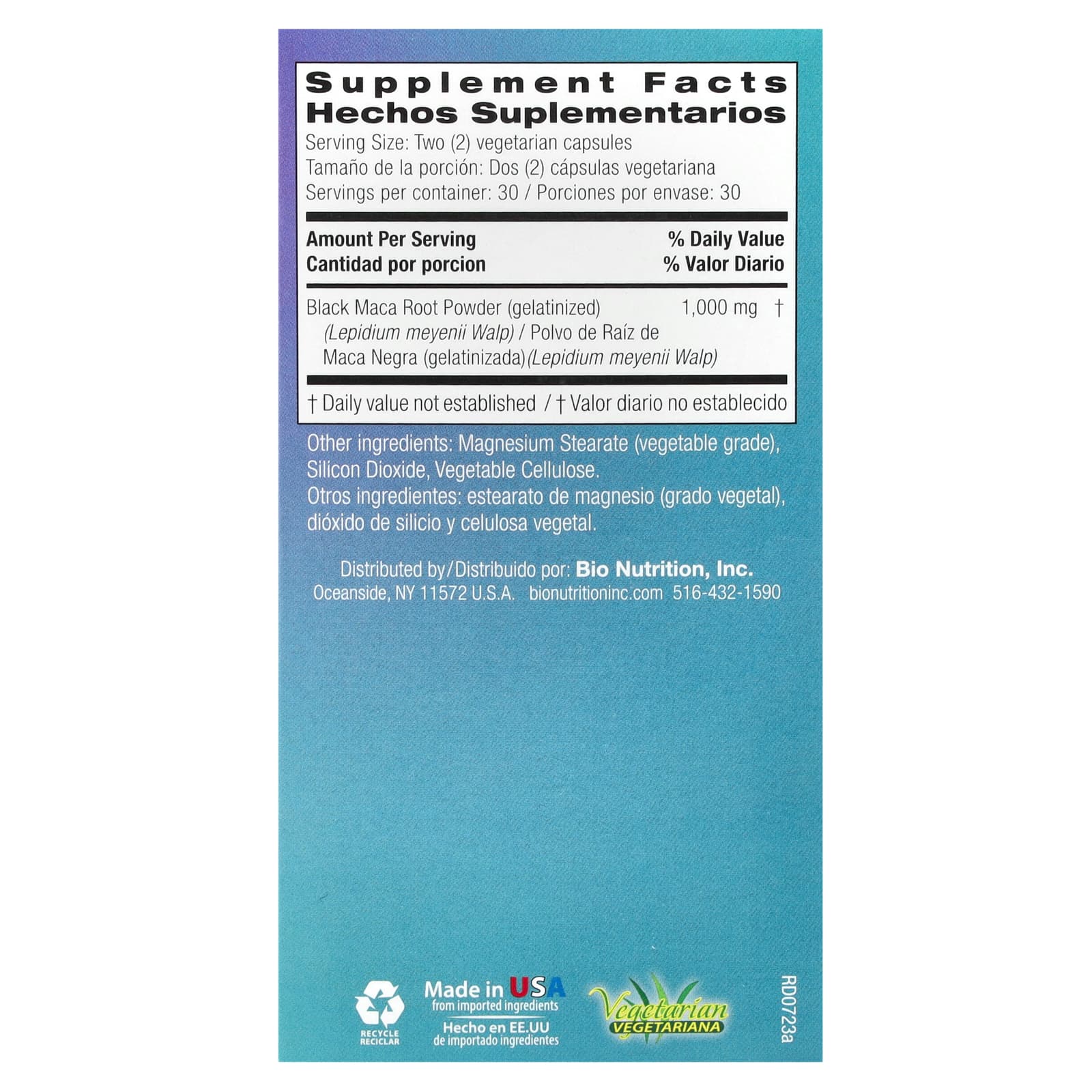 Bio Nutrition, Gelatinized Black Maca, 60 Vegetarian Capsules (500 mg per Capsule)