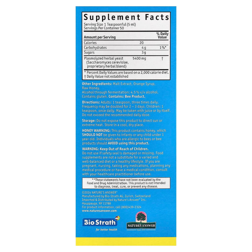 Bio-Strath, Original, Fermented Herbal Yeast Postbiotic, 8.4 oz (250 ml)