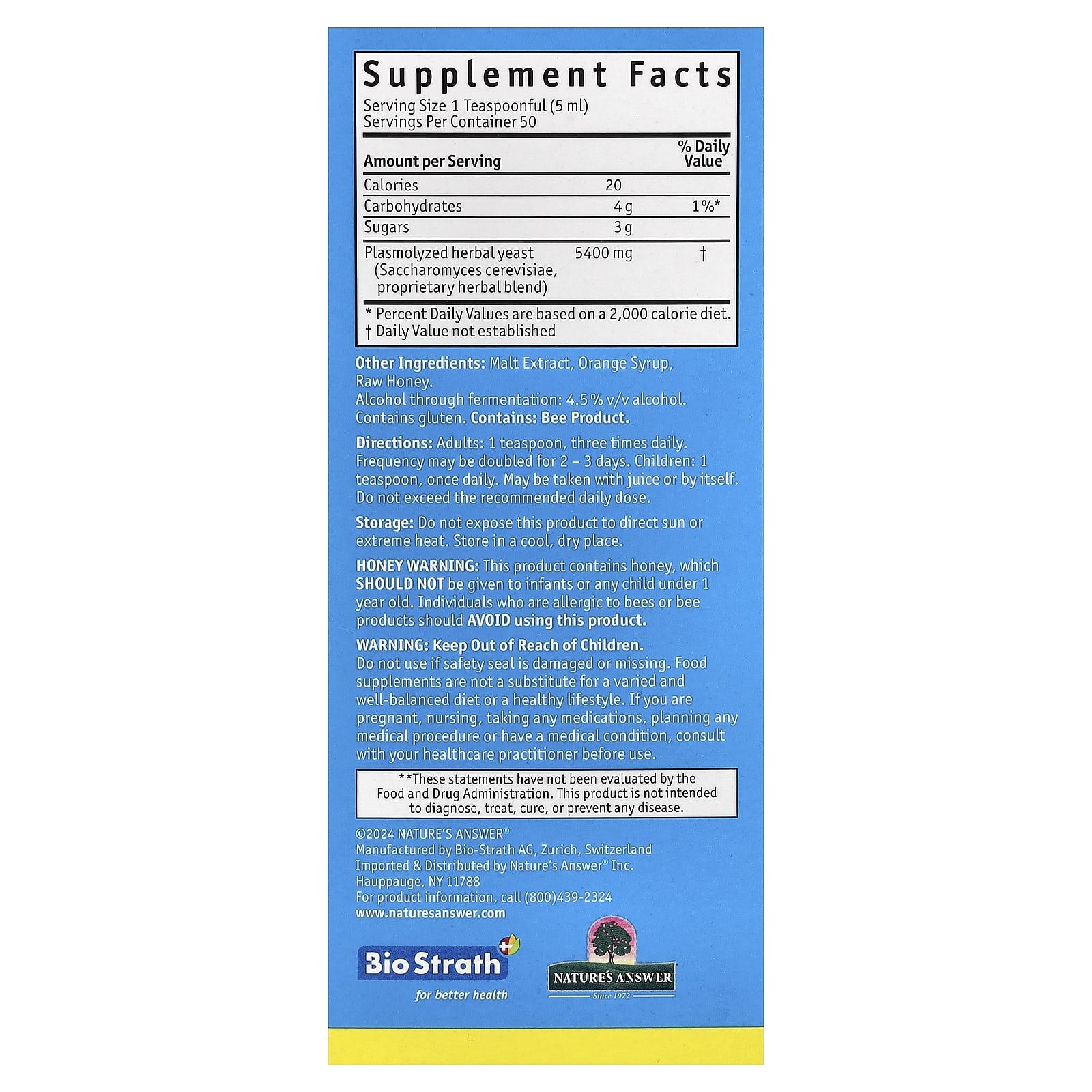 Bio-Strath, Original, Fermented Herbal Yeast Postbiotic, 8.4 oz (250 ml)