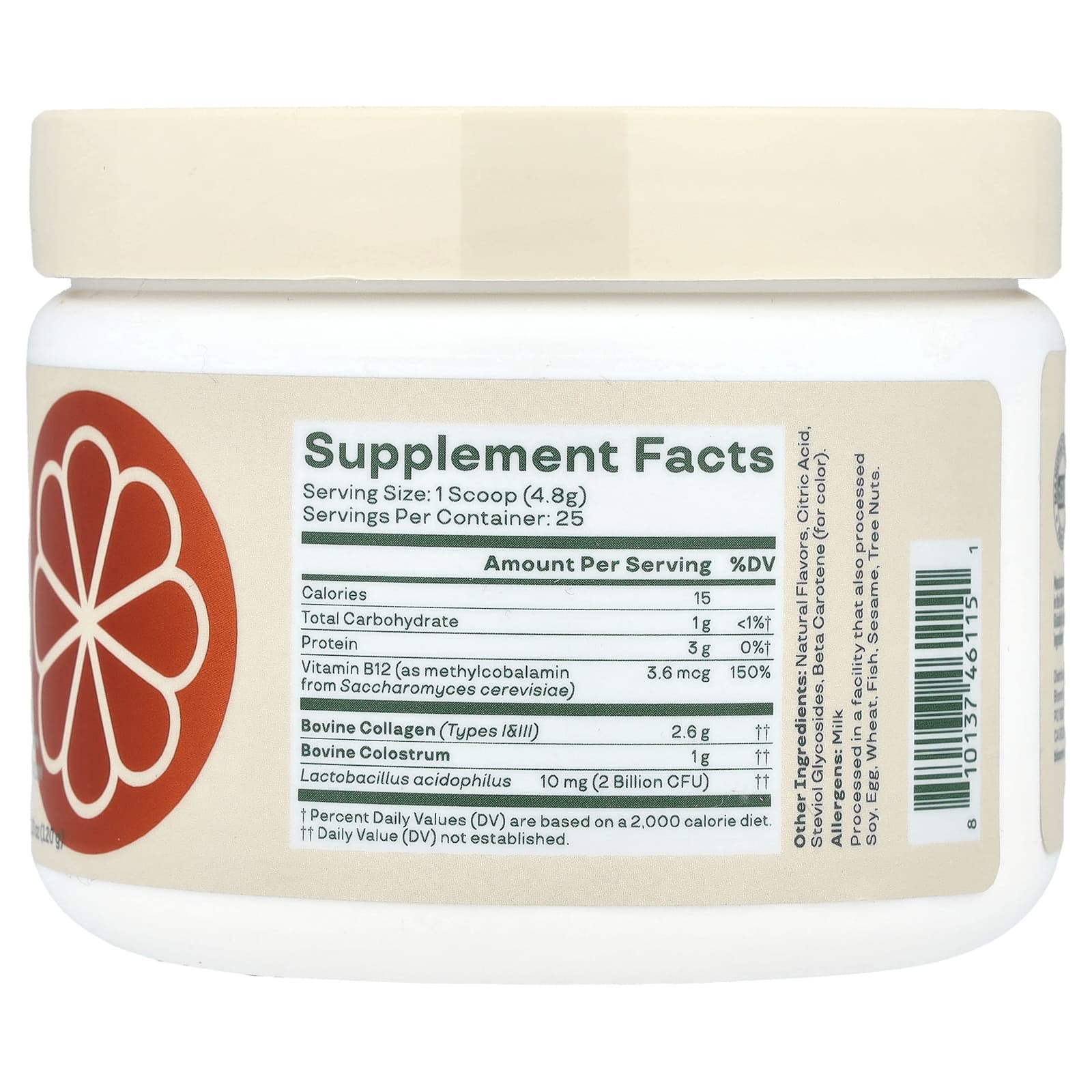 Bloom, Colostrum & Collagen Peptides, Orange Cream, 4.23 oz (120 g)