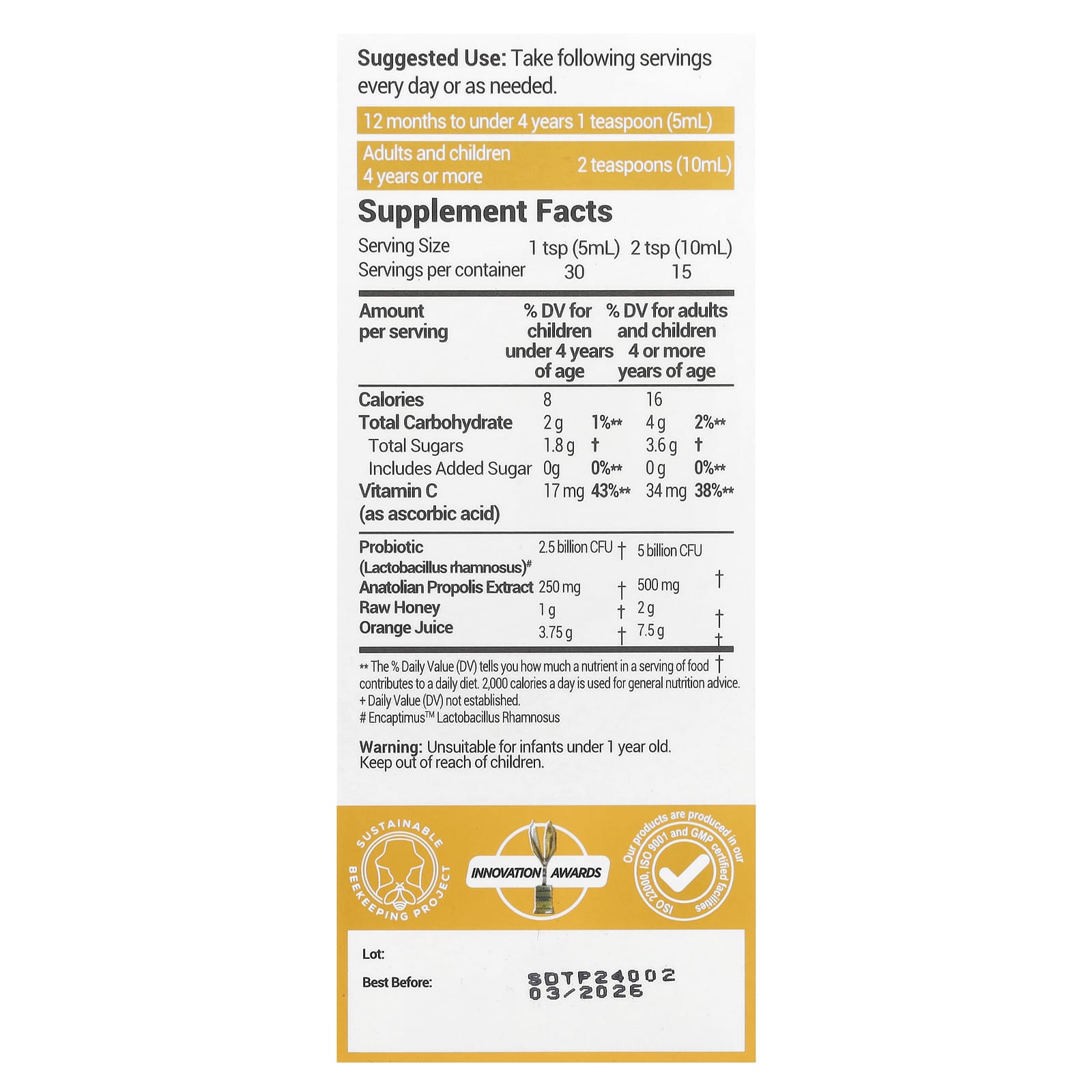 Bee & You, Propolis Immune DayTime Syrup, 5 fl oz (150 ml)