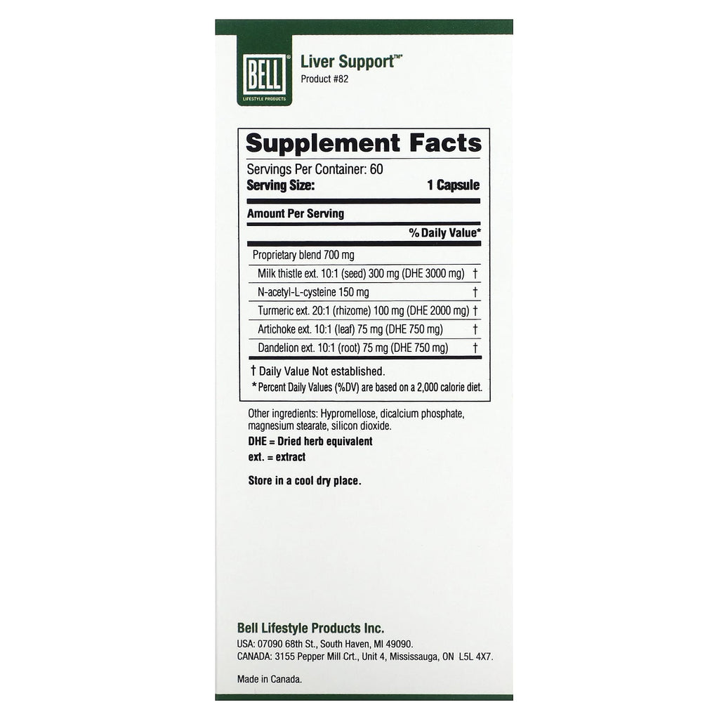 Bell Lifestyle, Liver Support, 60 Veggie Capsules