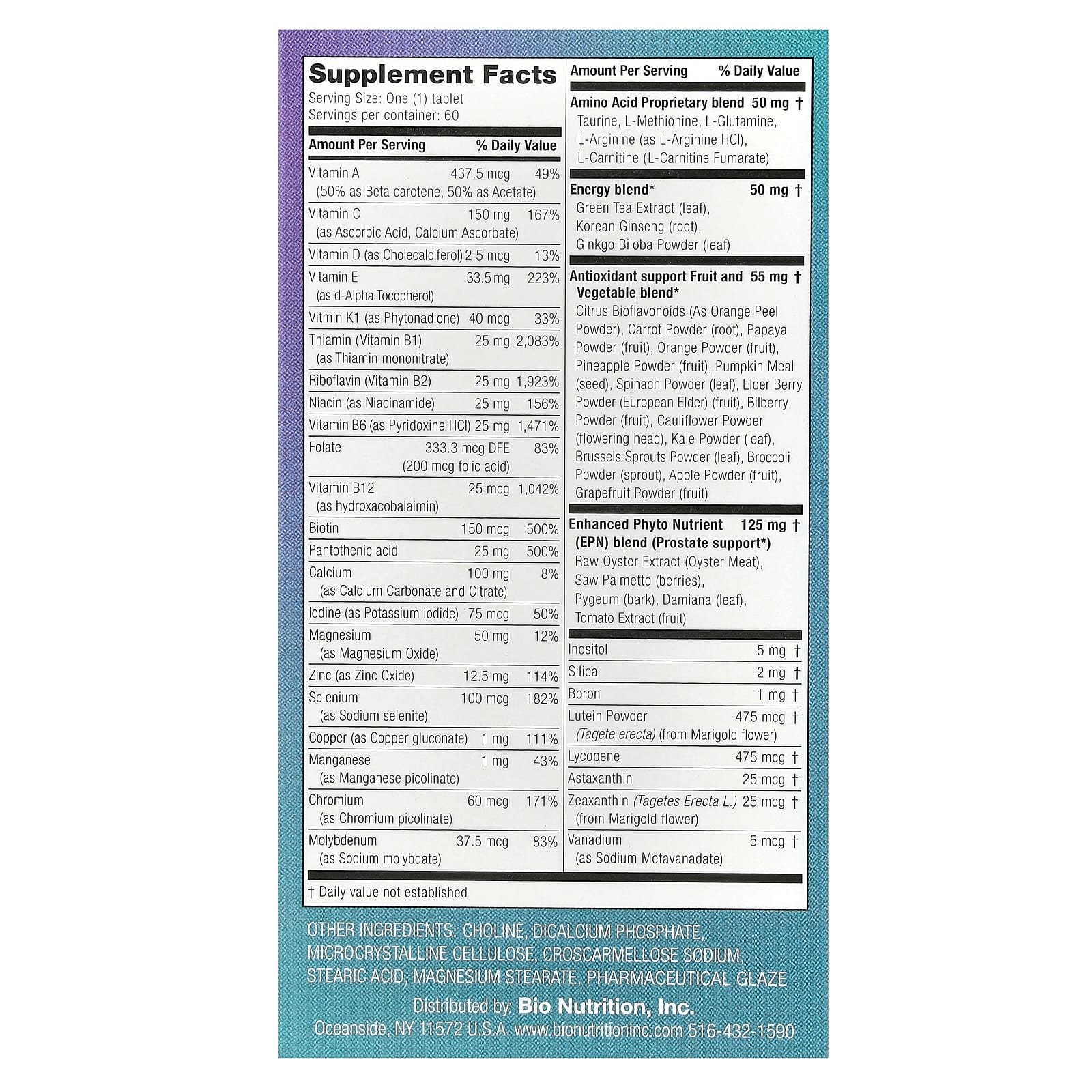 Bio Nutrition, Men's Wellness, 60 Tablets