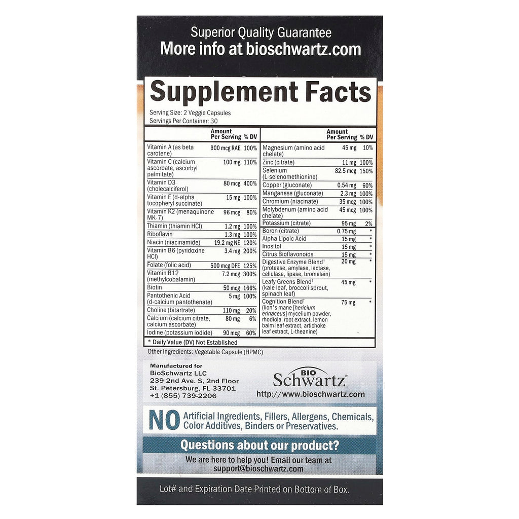 BioSchwartz, Men's 50+ Multivitamin, 60 Veggie Caps