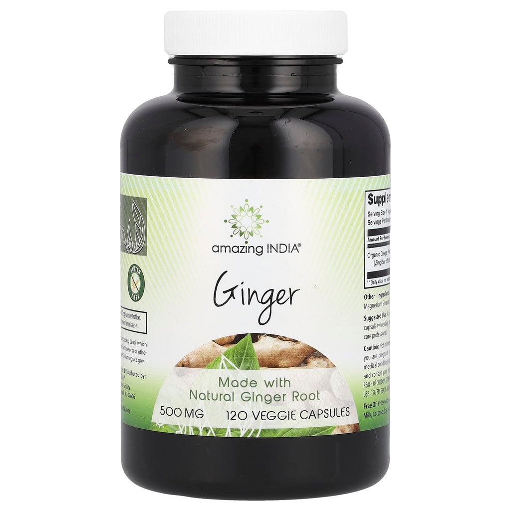 Amazing India, Ginger , 500 mg , 120 Veggie Capsules