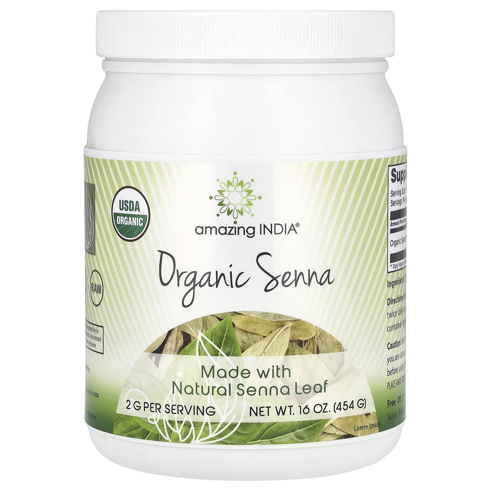 Amazing India, Organic Senna, 16 oz (454 g)