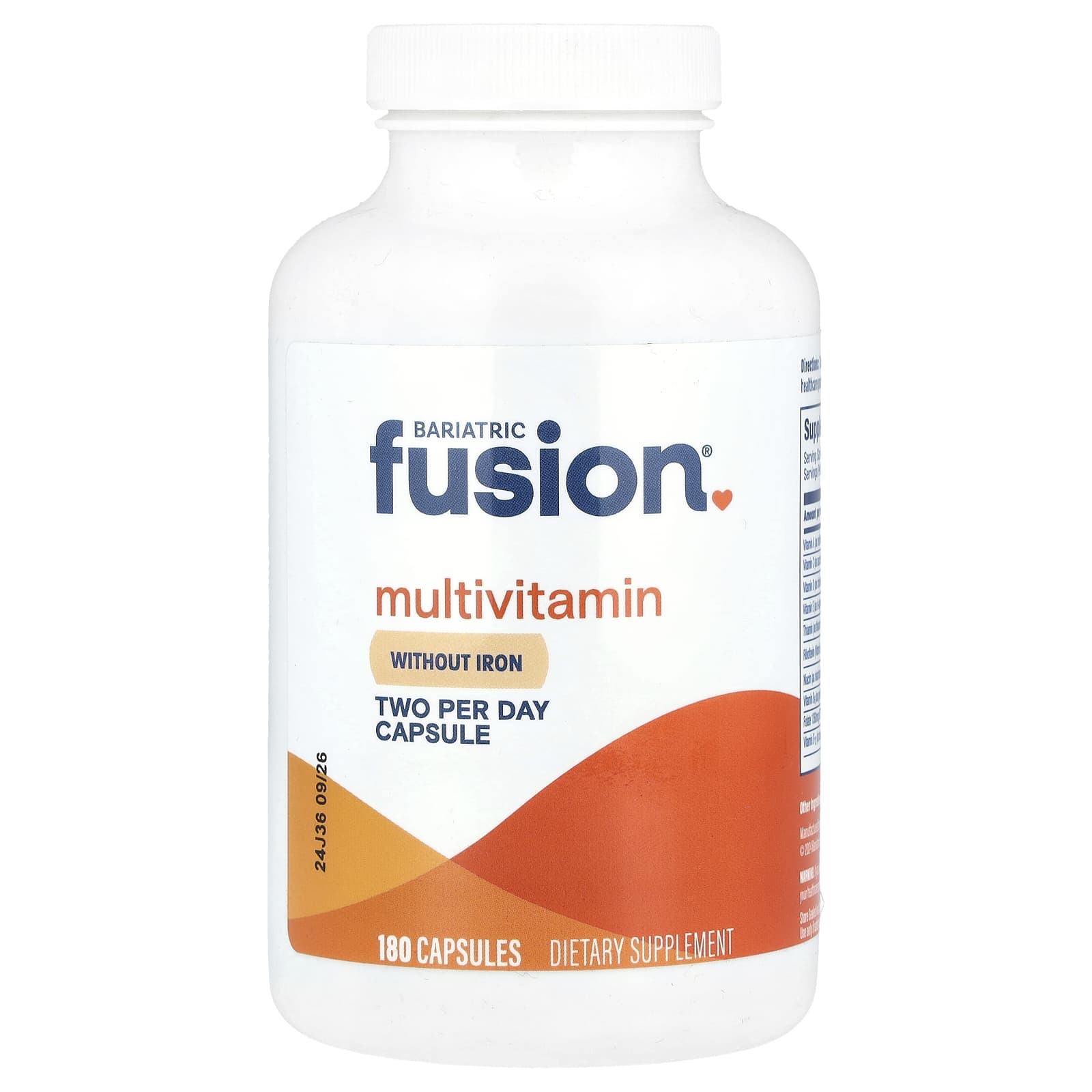 Bariatric Fusion, Multivitamin Without Iron, 180 Capsules