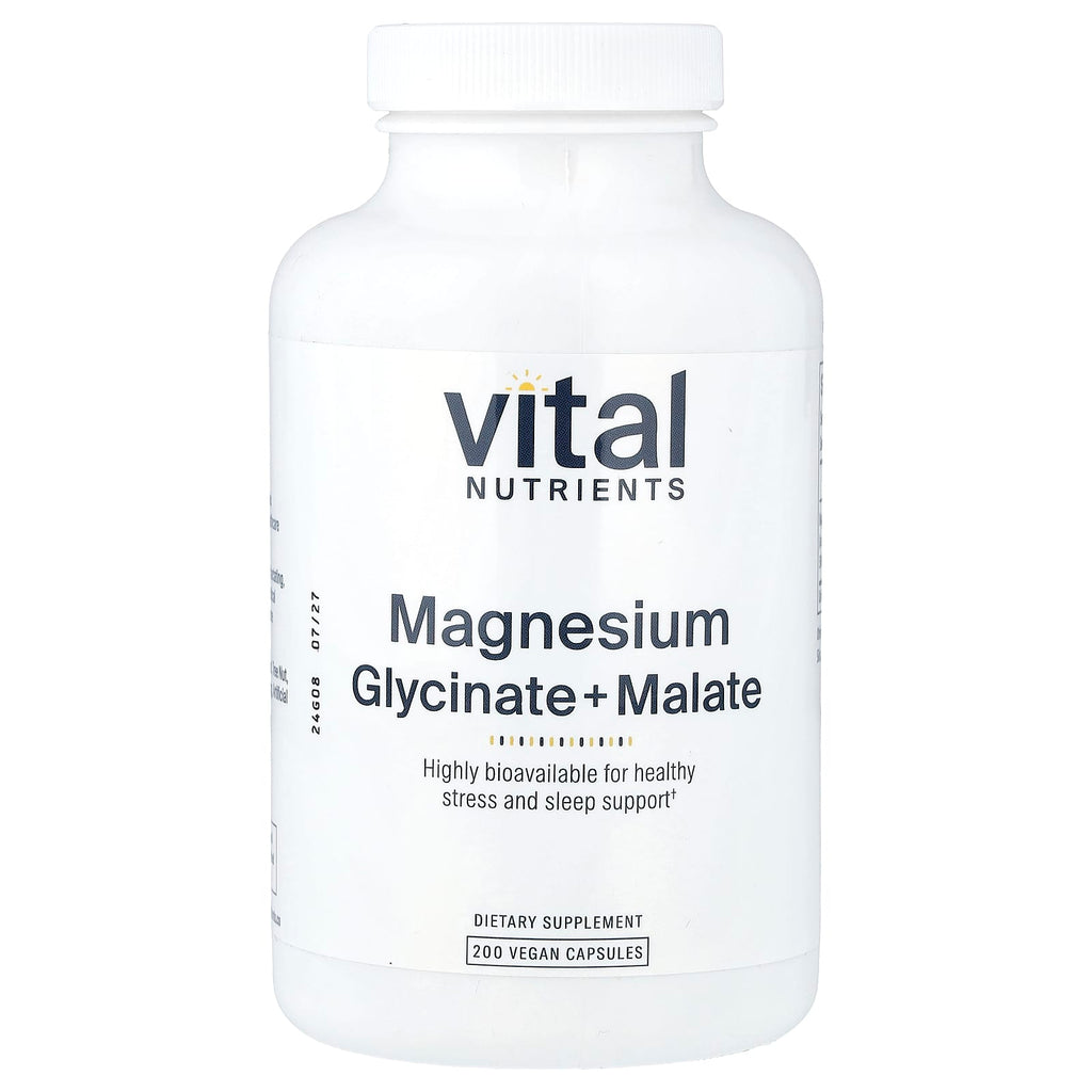 Vital Nutrients, Magnesium, Glycinate + Malate, 200 Vegan Capsules (120 mg per Capsule)