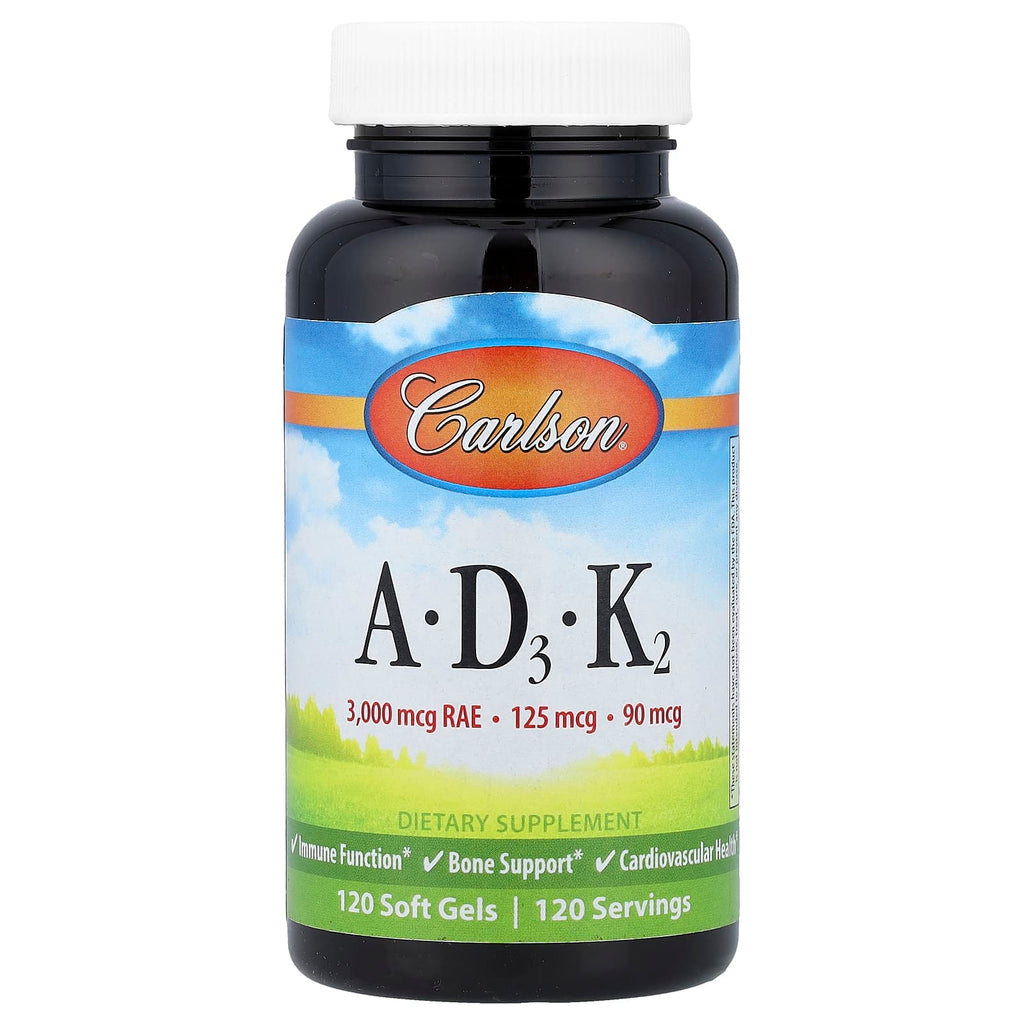 Carlson, Vitamins A, D3, K2, 120 Softgels