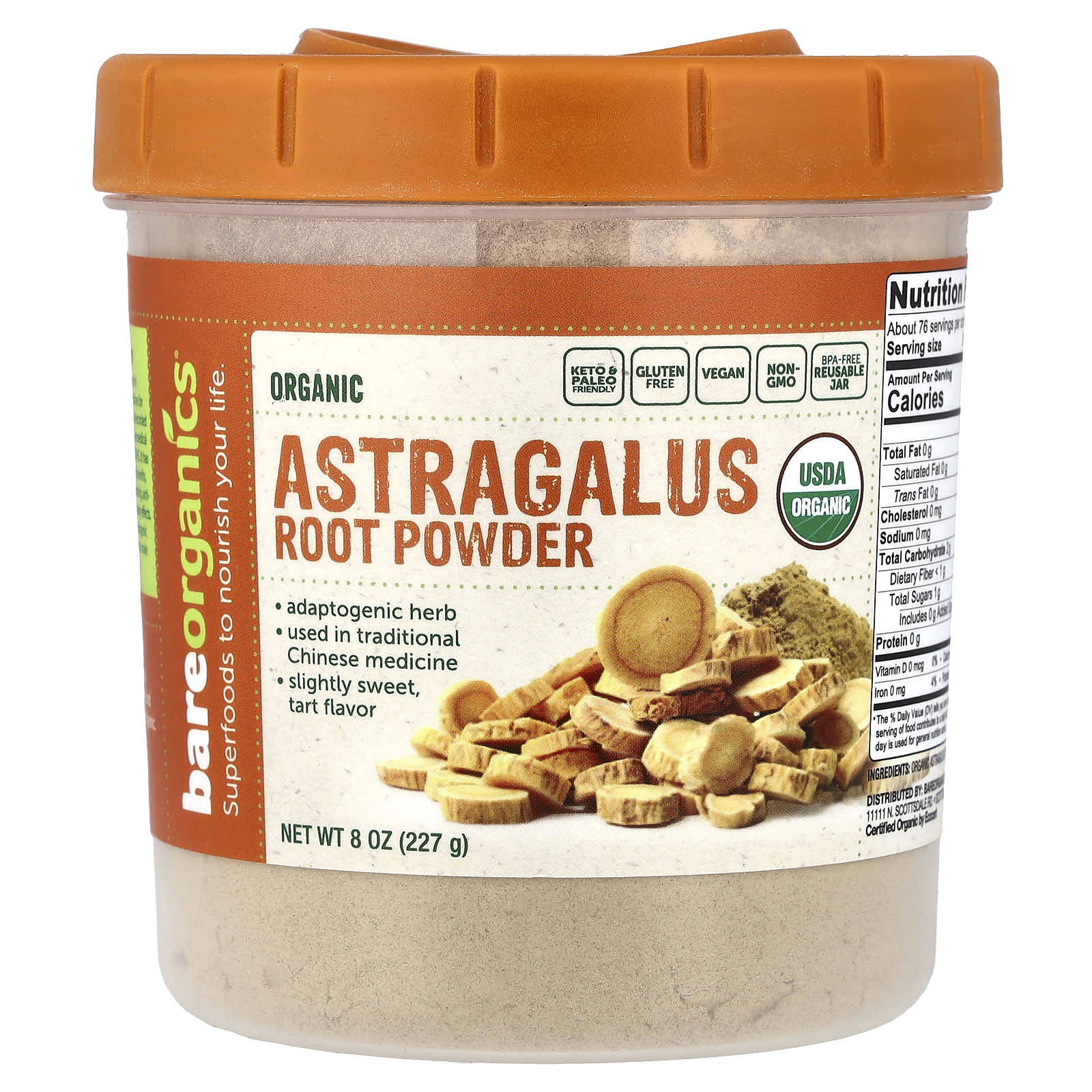 BareOrganics, Organic Astragalus Root Powder, 8 oz (227 g)