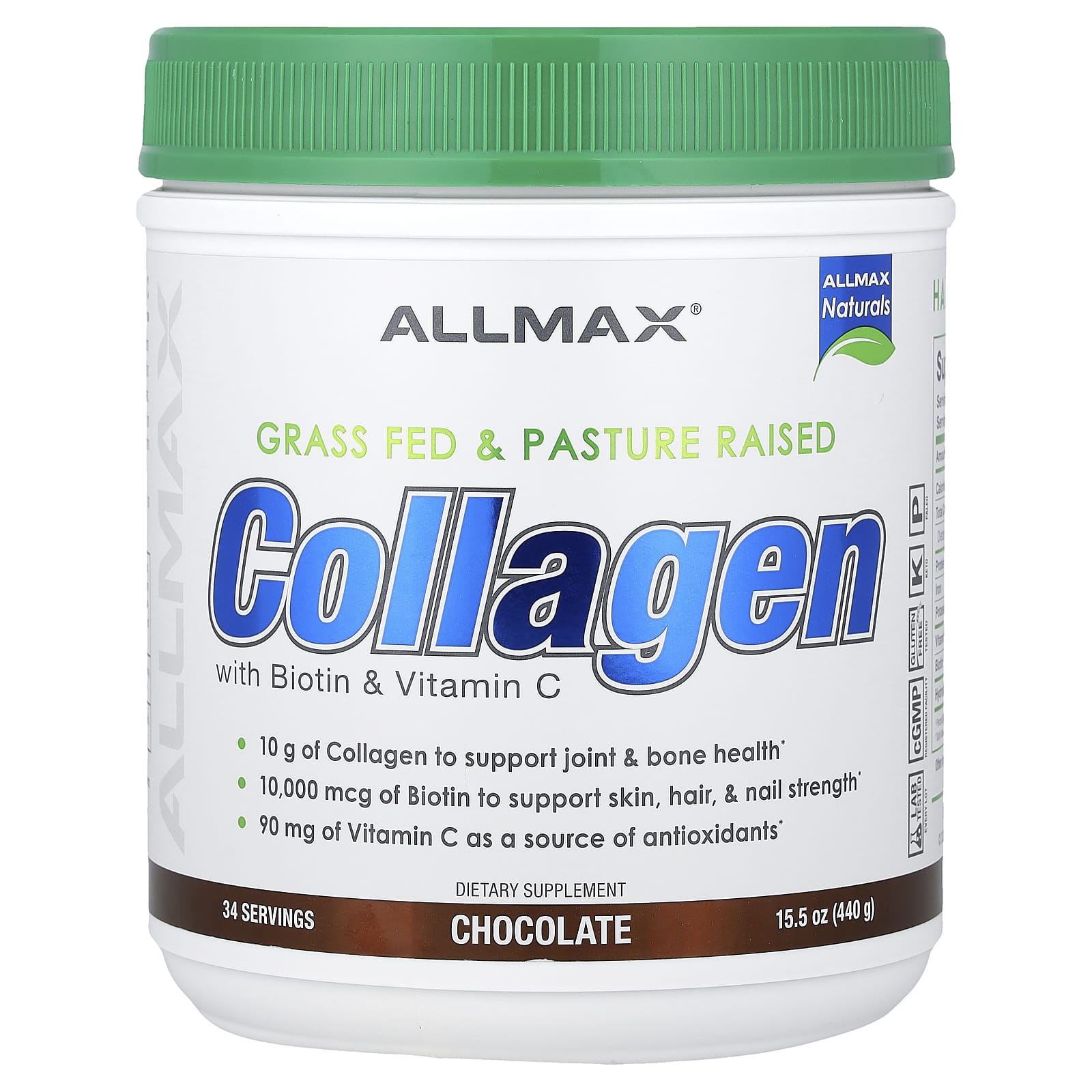 ALLMAX, Collagen with Biotin & Vitamin C, Chocolate, 15.5 oz (440 g)