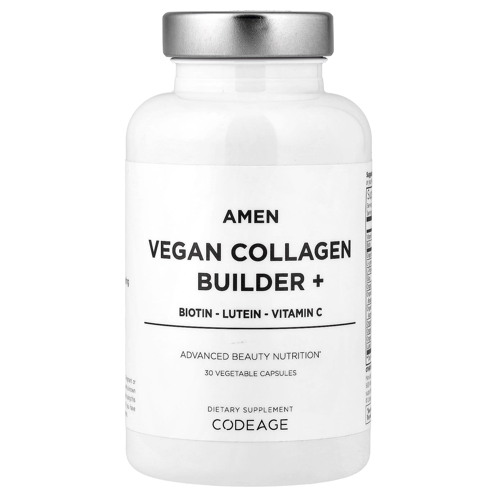 Codeage, Amen, Vegan Collagen Builder+, 30 Vegetable Capsules