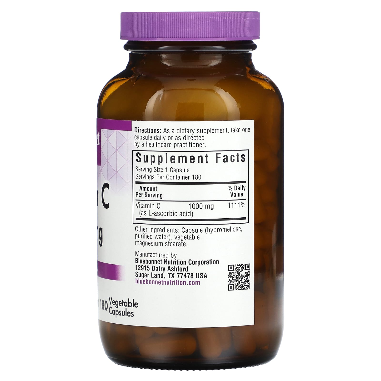 Bluebonnet Nutrition, Vitamin C, 1,000 mg, 180 Vegetable Capsules