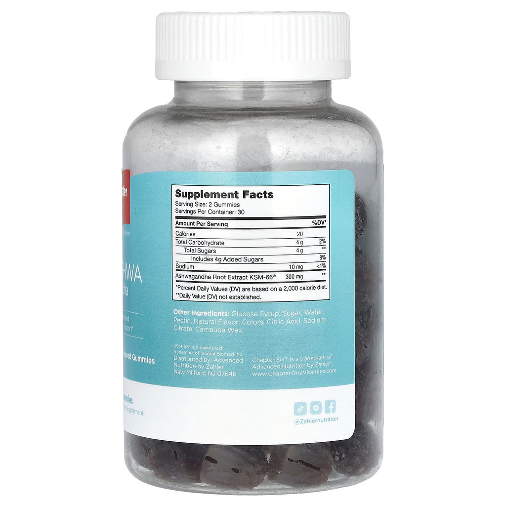 Chapter Six, Ashwagandha Gummies, Cherry, 60 Gummies (150 mg per Gummy)