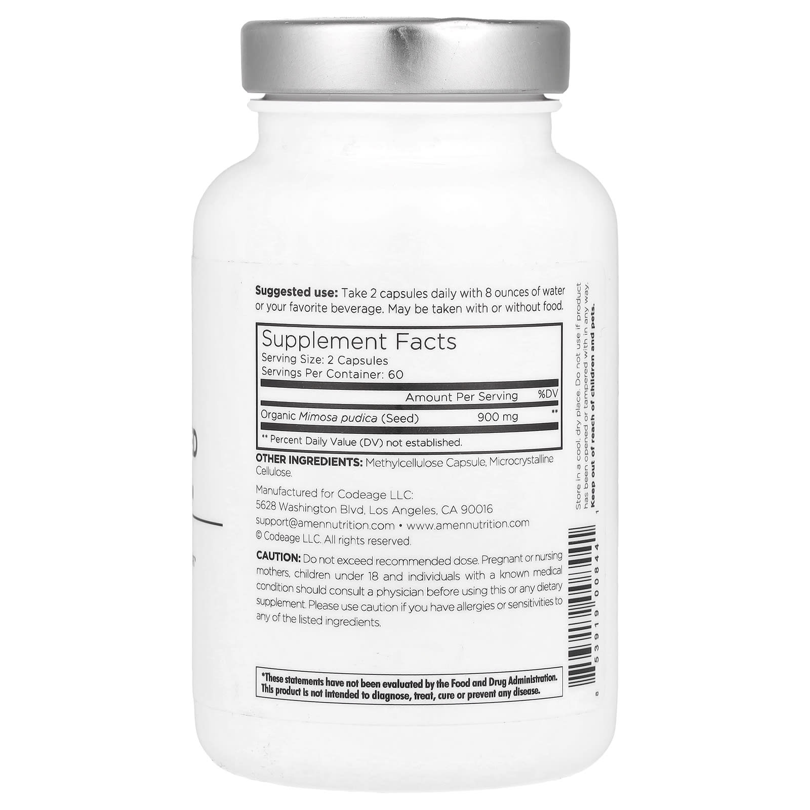 Codeage, Amen, Mimosa Pudica Seed, 450 mg , 120 Vegetable Capsules